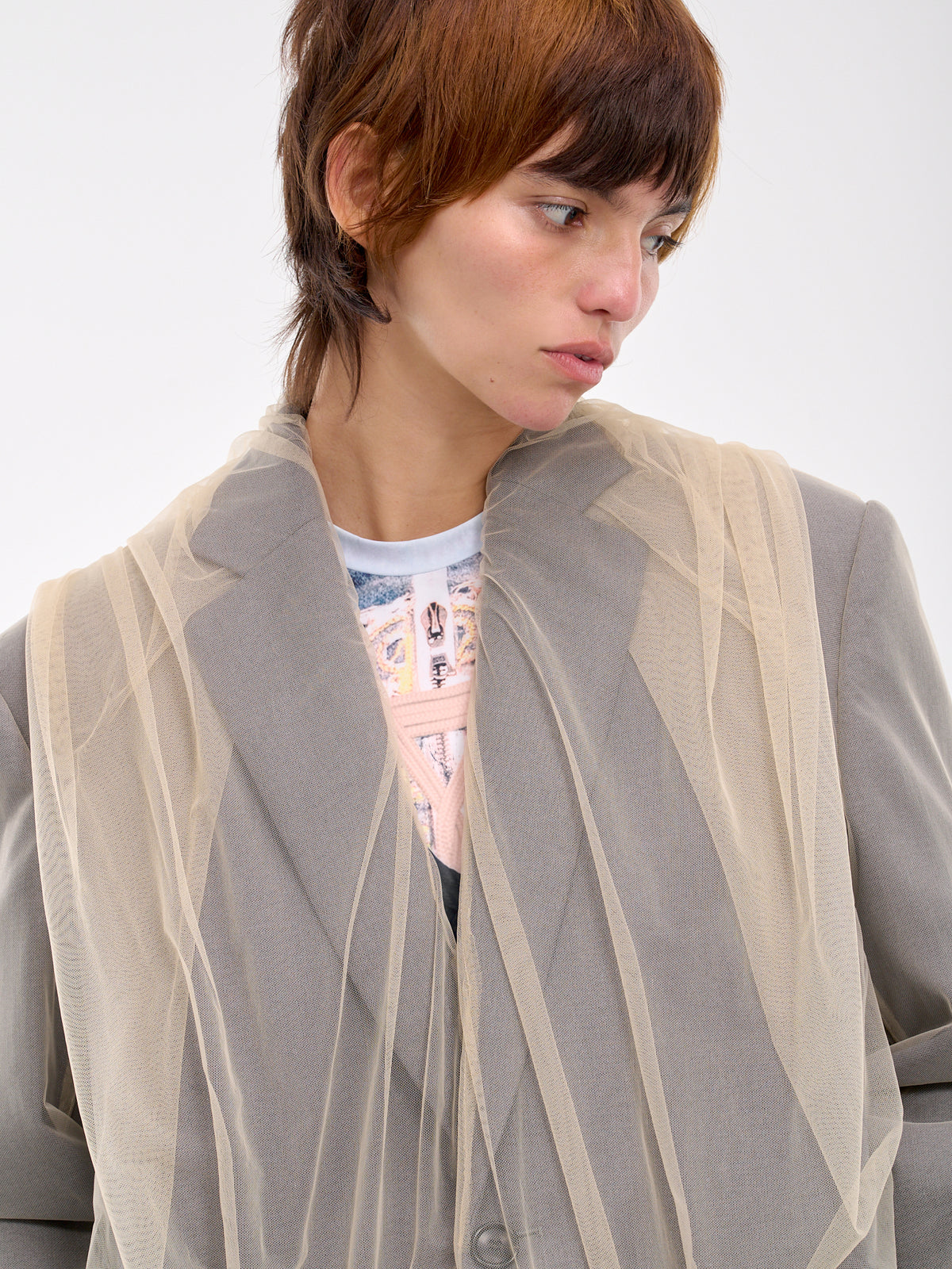 Draped Hood Blazer (201BL006-F546-LIGHT-GREY)