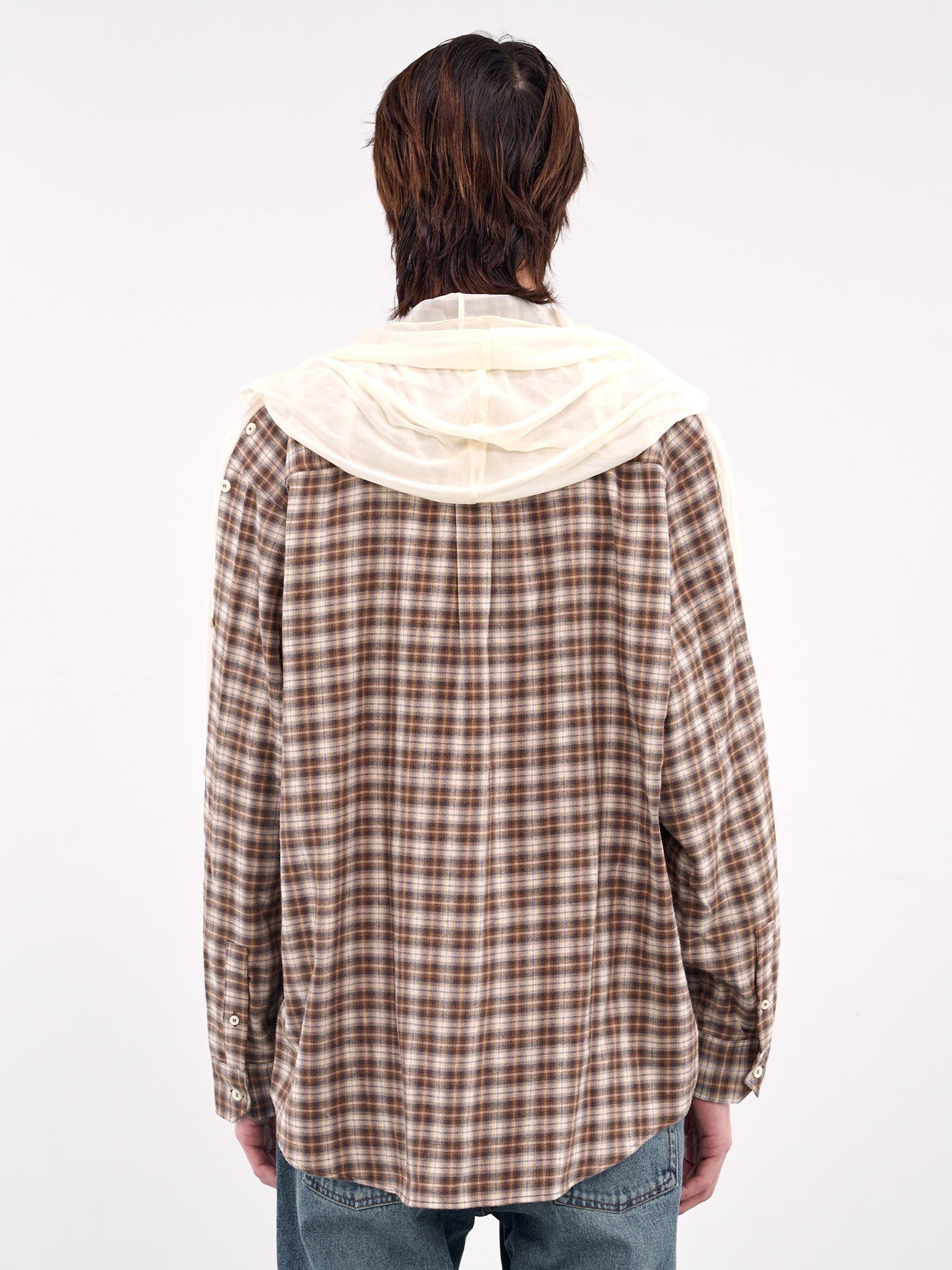 Insert Hood Shirt (201SI012-F525-BROWN-BEIGE-CHEC)