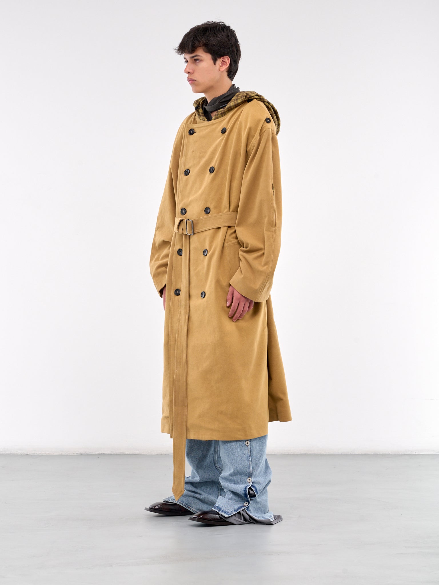 Insert Hood Trench Coat (203CO003-F528-DARK-BEIGE)