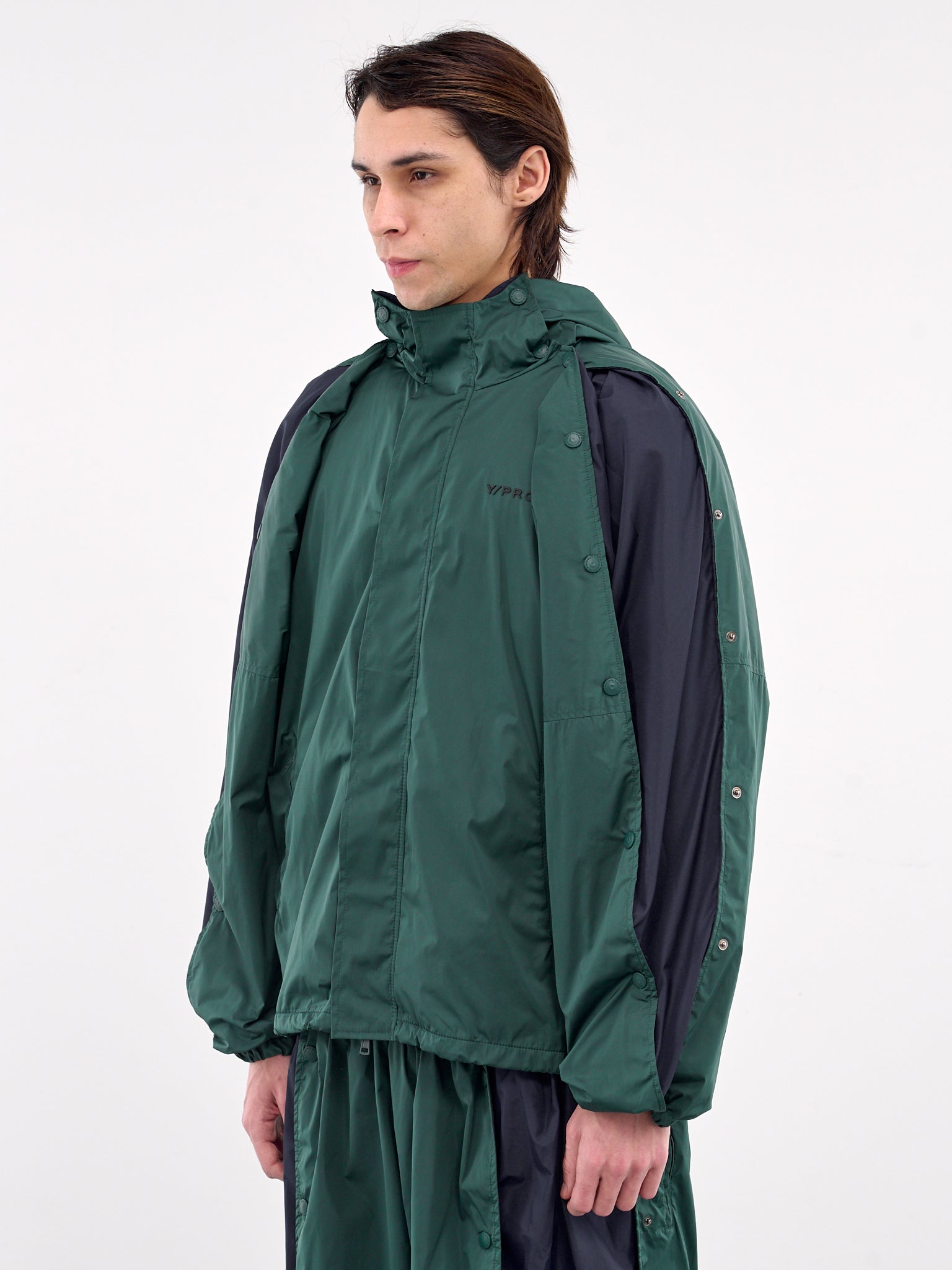 Snap Insert Windbreaker (203JA005-F520-GREEN-NAVY)