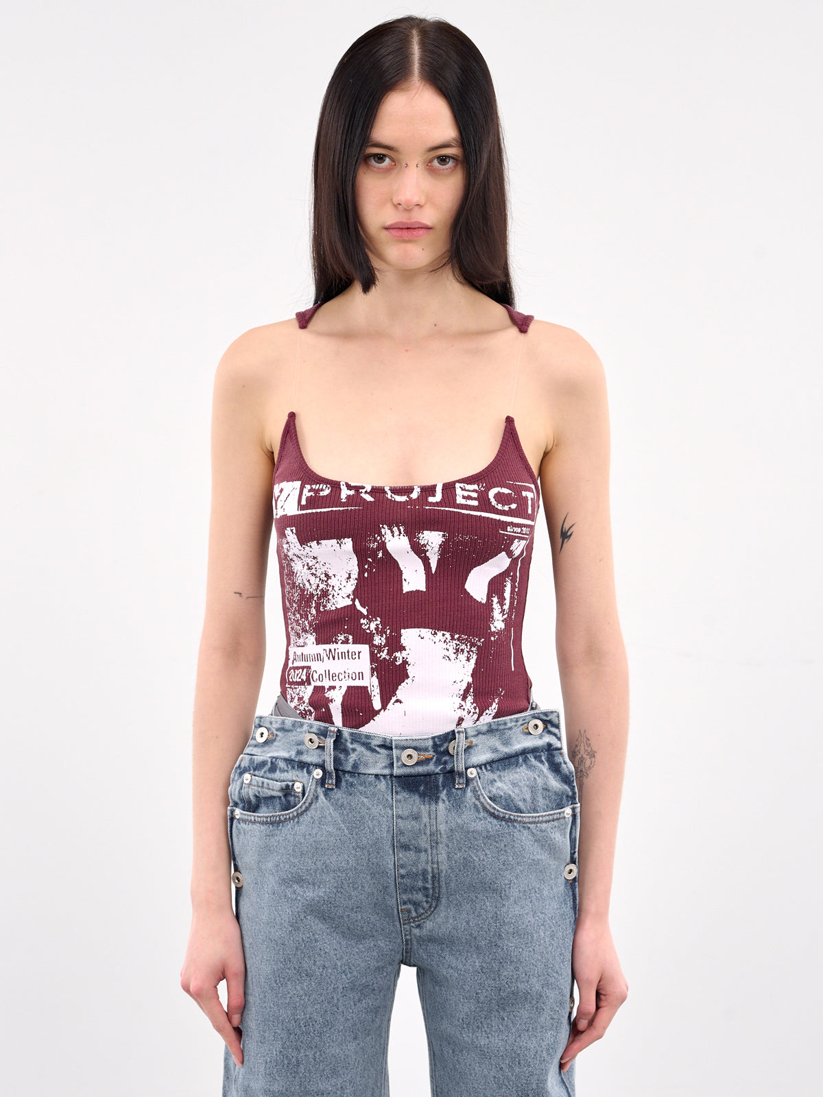 Invisible Strap Rock Band Tank (204TO005-J100-BURGUNDY)