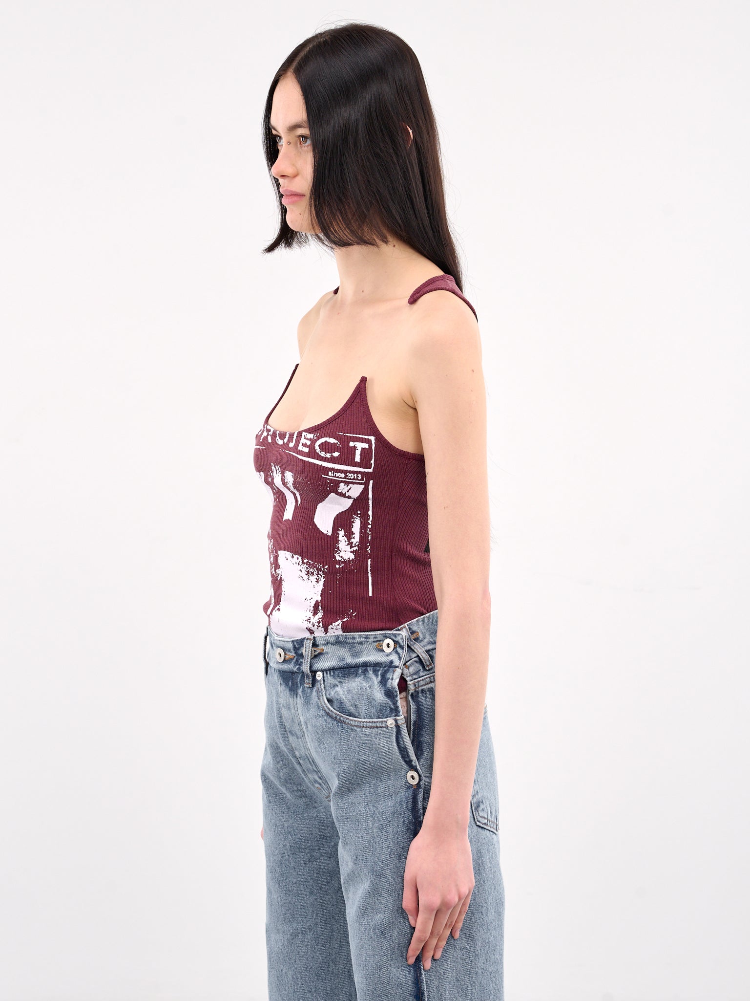 Invisible Strap Rock Band Tank (204TO005-J100-BURGUNDY)