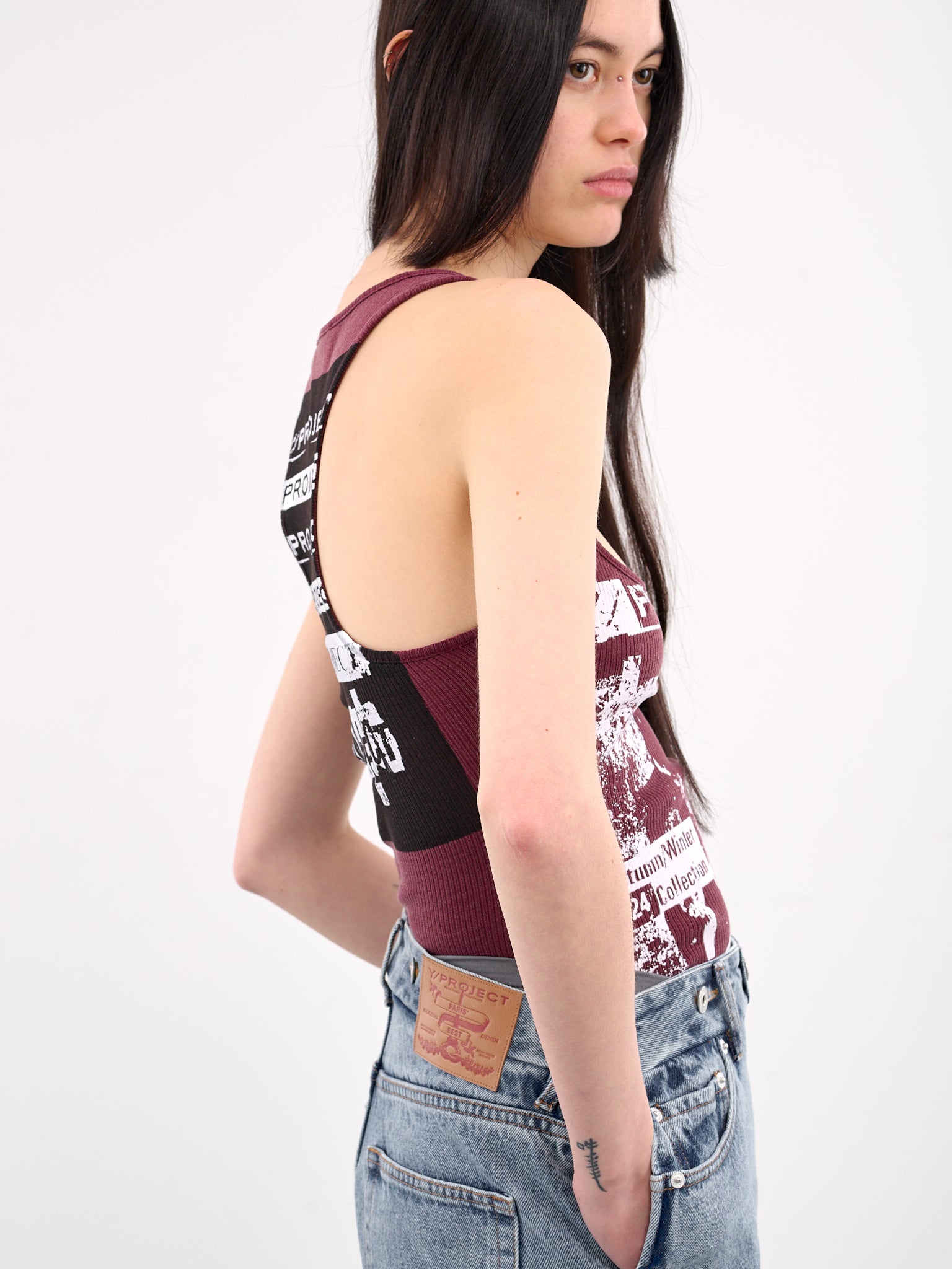 Invisible Strap Rock Band Tank (204TO005-J100-BURGUNDY)