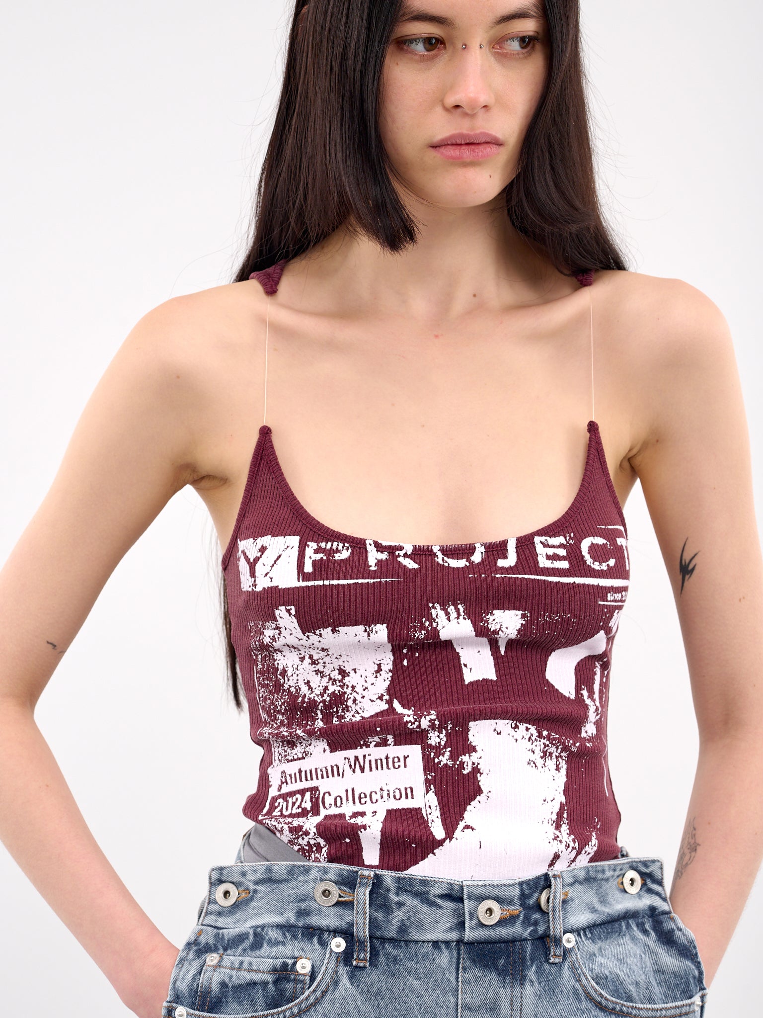 Invisible Strap Rock Band Tank (204TO005-J100-BURGUNDY)