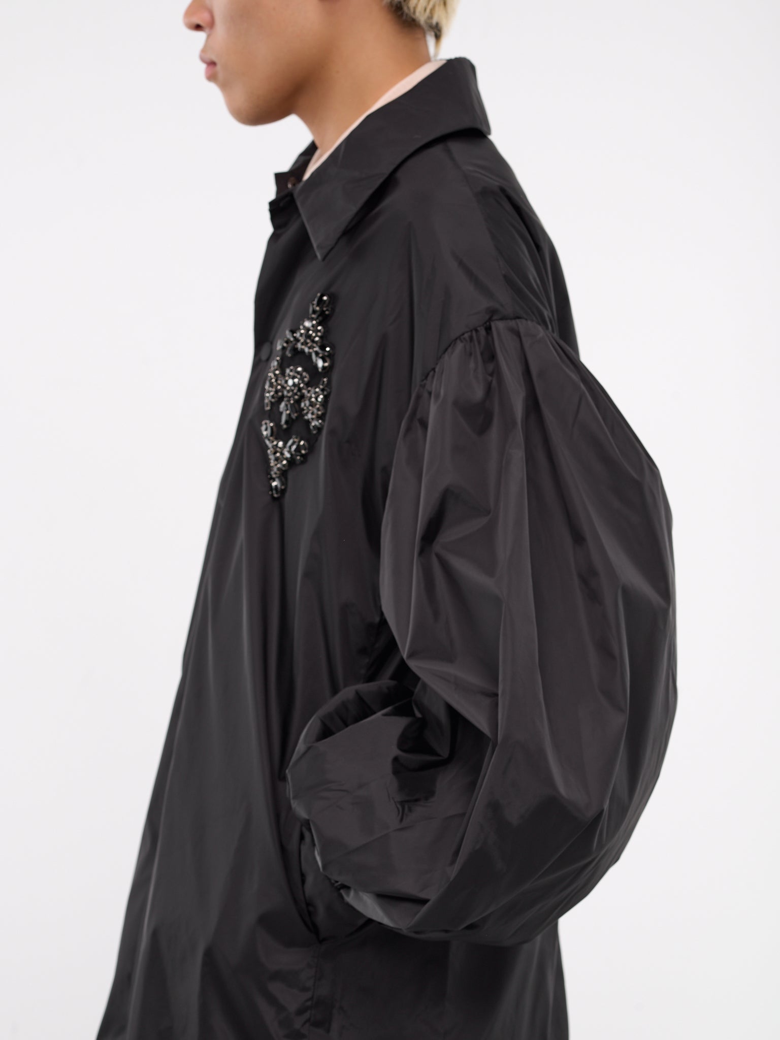 Puff Sleeve Utility Coat (2055B-1067-BLACK-JET)