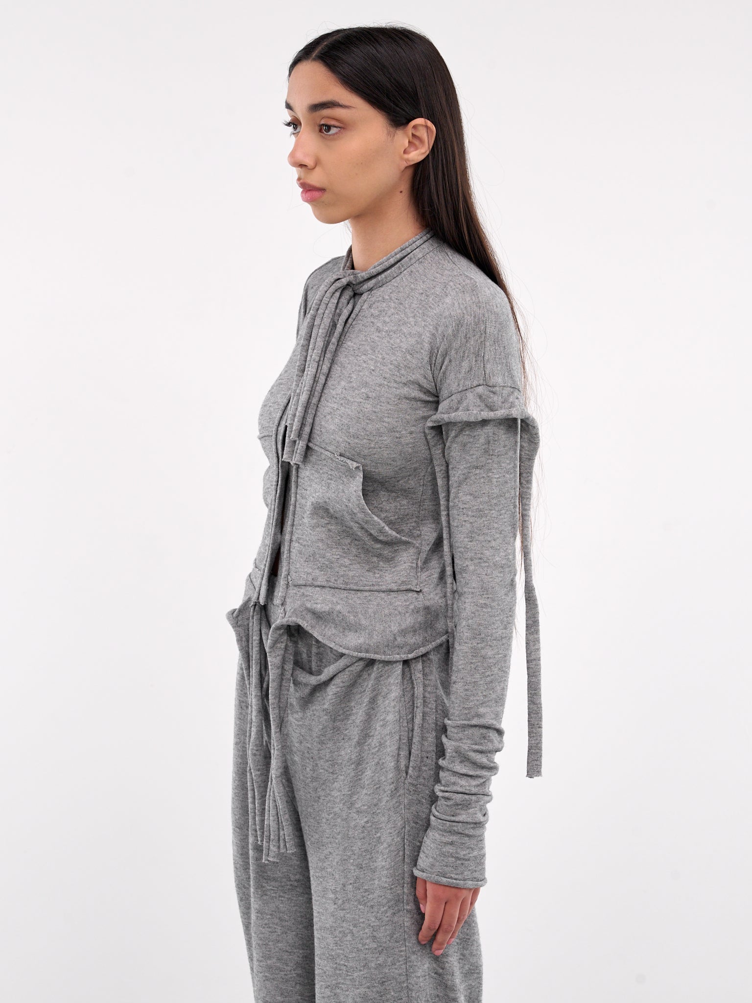 Asymmetric Strap Cardigan (2204020311-GREY)