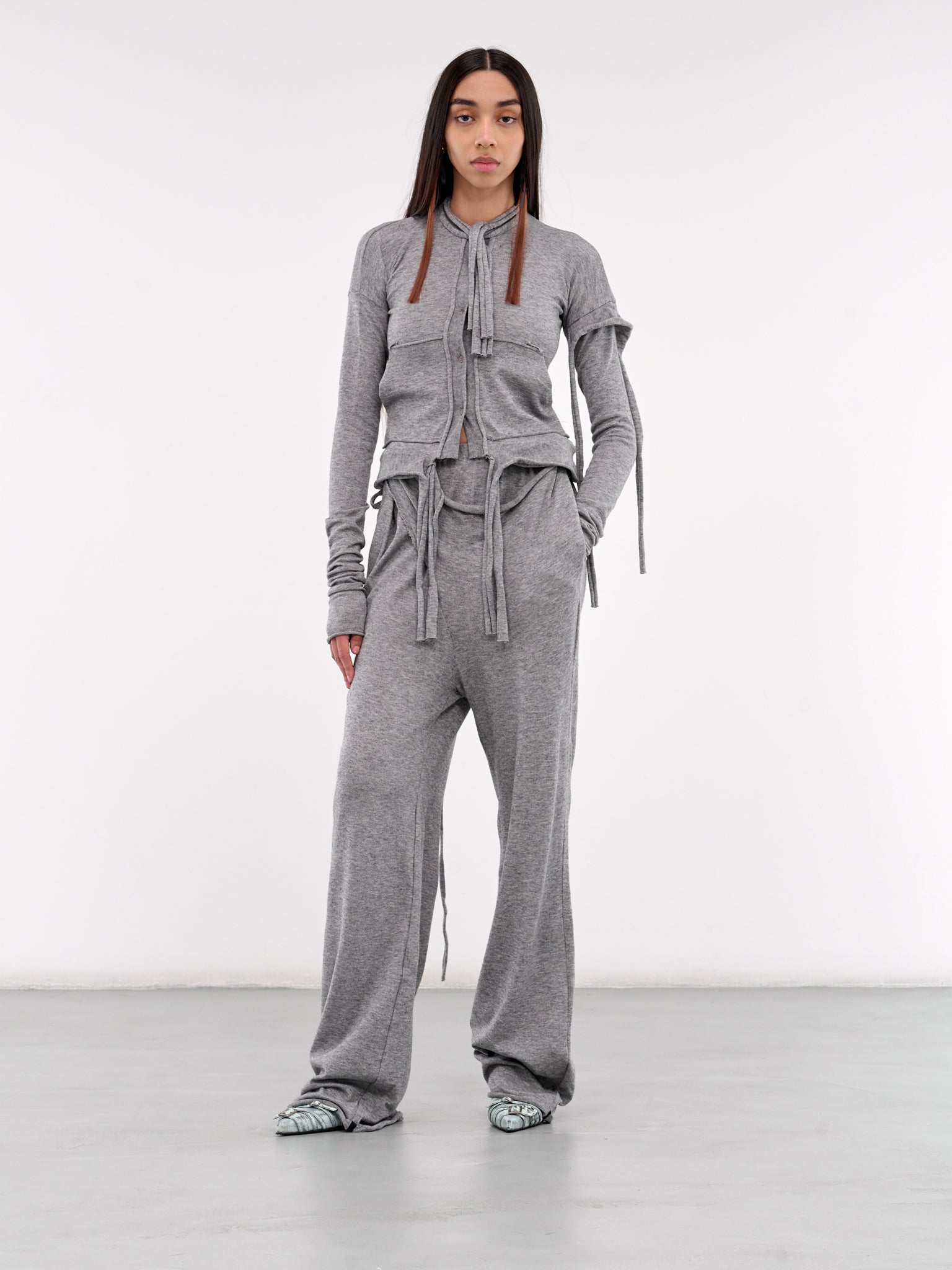 Asymmetric Strap Sweatpants (2204080211-GREY)