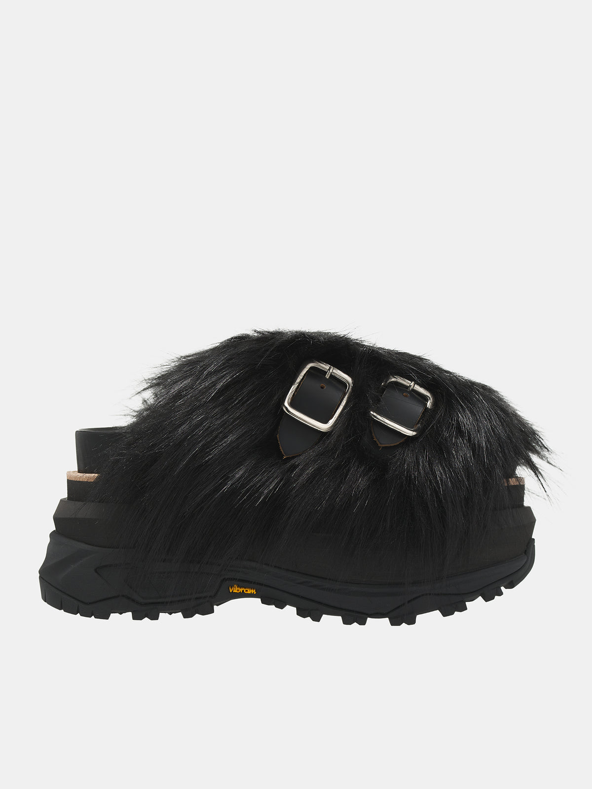 Faux Fur Sandals (24-07477-001-BLACK)