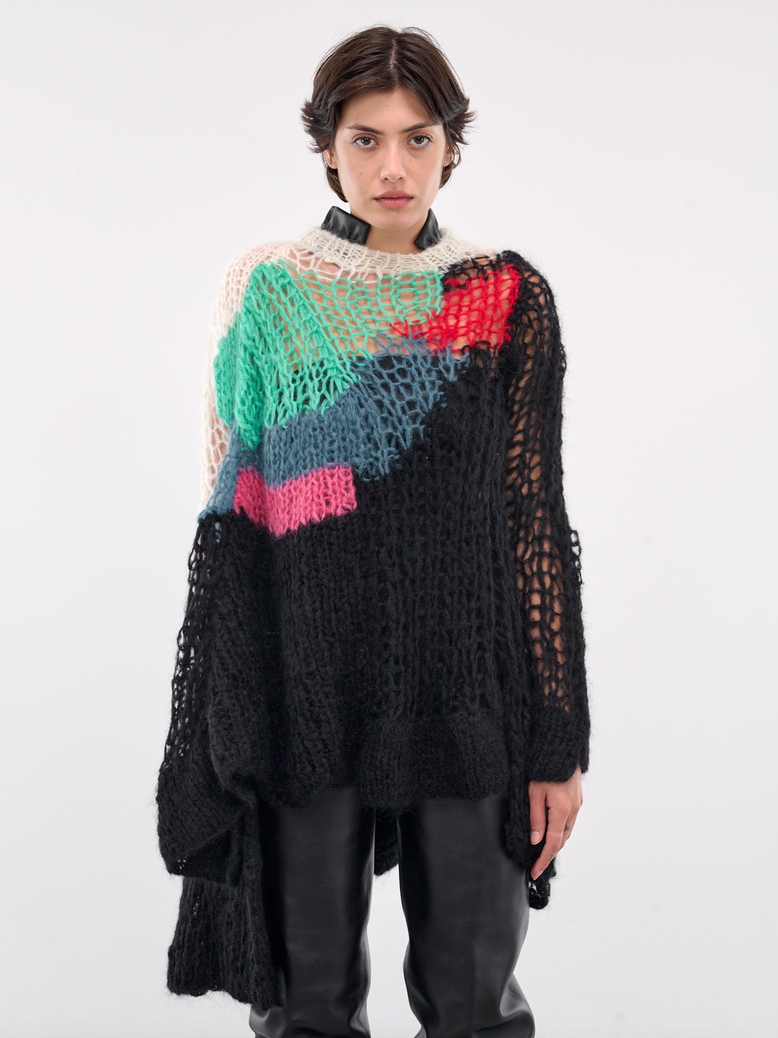 Wool Mohair Knit Pullover (24-07566-019-BLACK-MULTI)