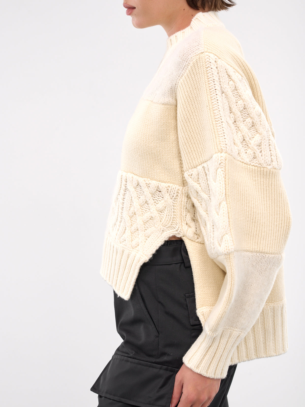 Patchwork Knit Blouson (24-07581-151-OFF-WHITE)