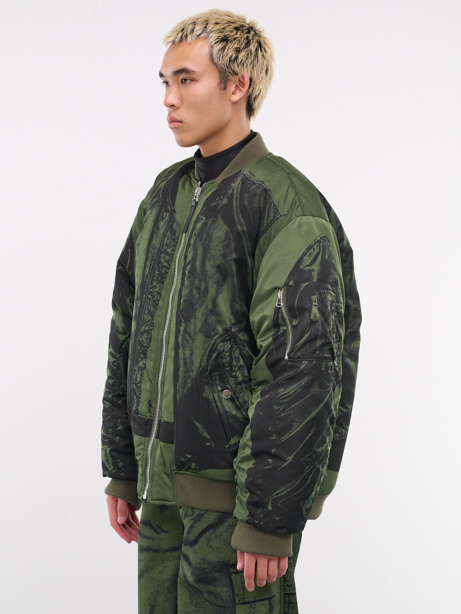 Trompe L'oeil Bomber Jacket (24-30-F-BL046-C538-KHAKI-BLACK)