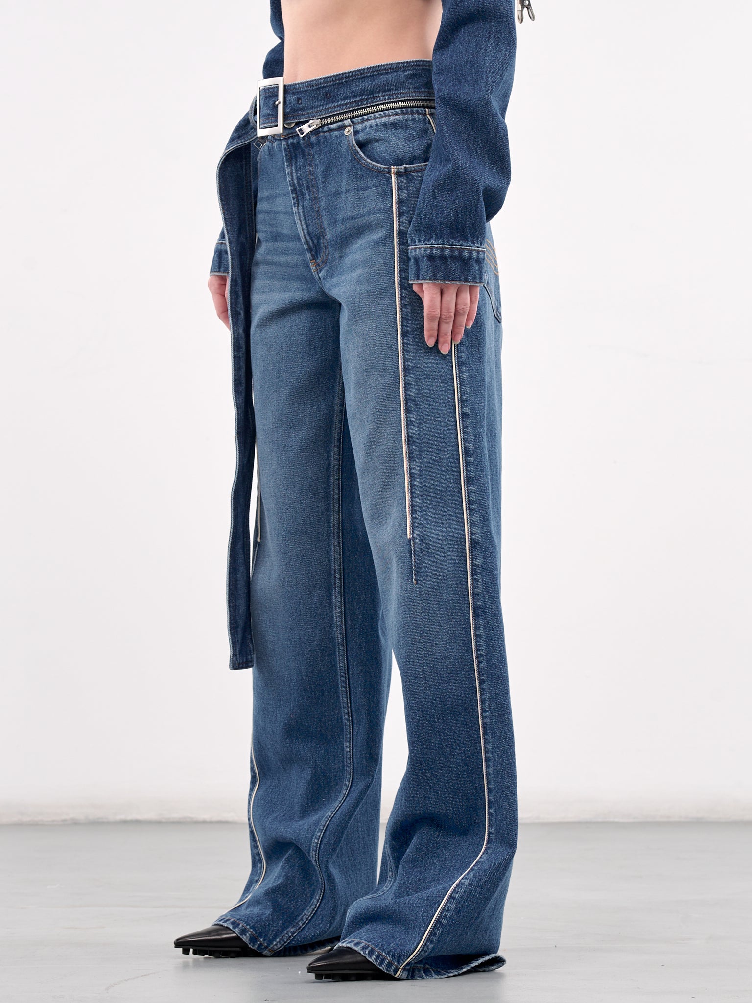 The Belted Denim Jeans (25-33-F-JE164-D013-VINT-BLUE)