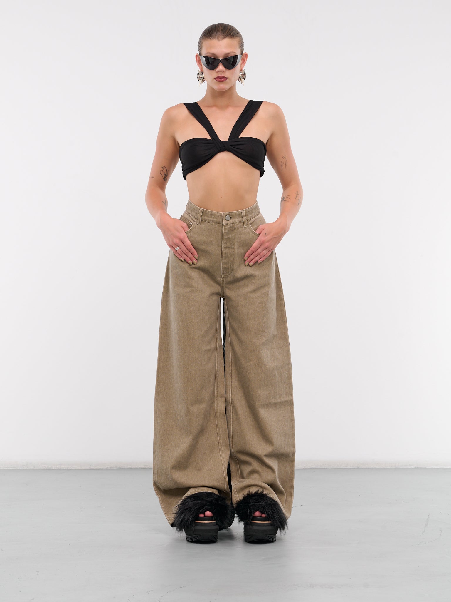 Oversized Drop Jeans (24025169-OLIVE)