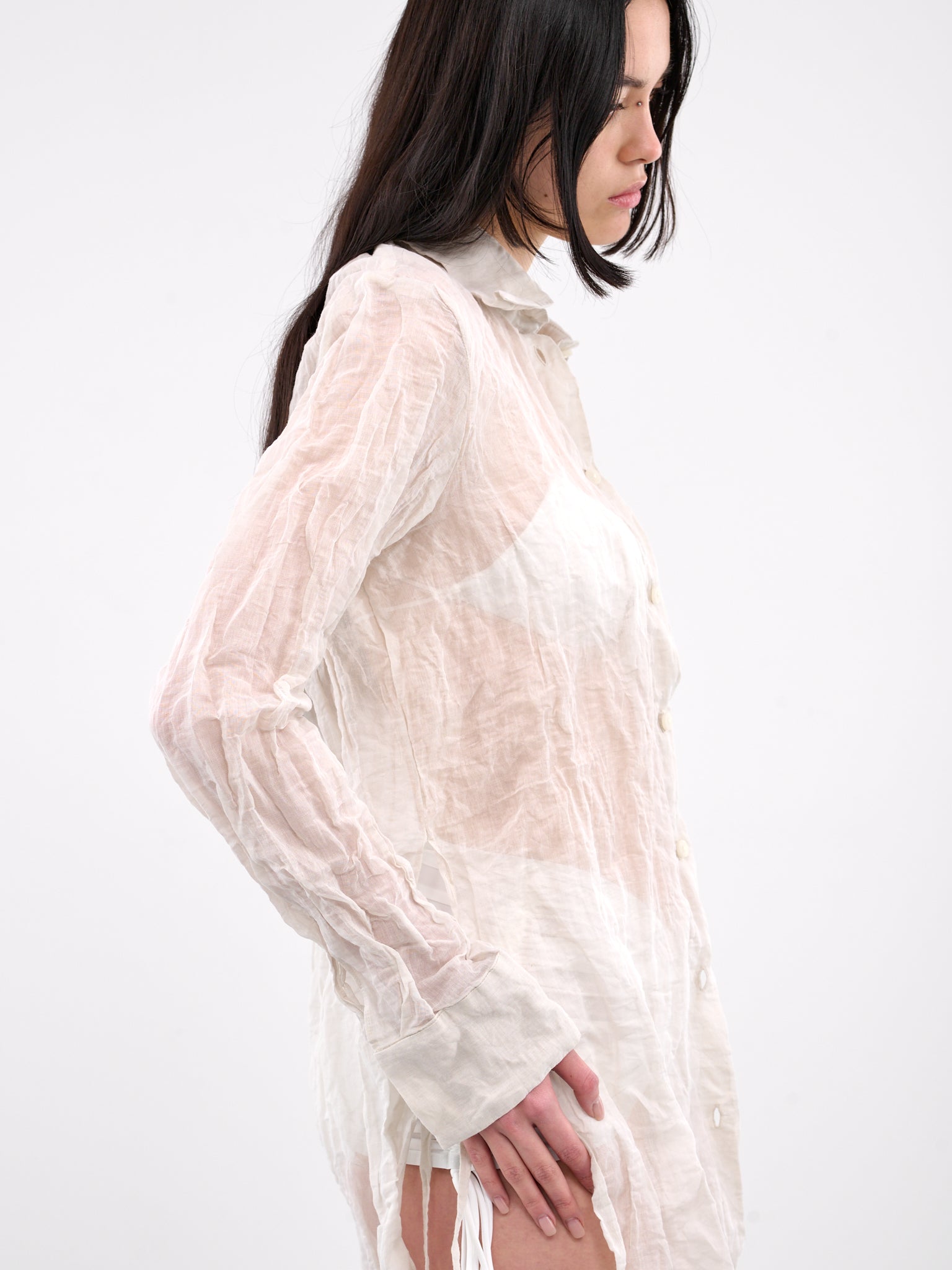 Crushed Side Tie Shirt (24042100-CLOUD)