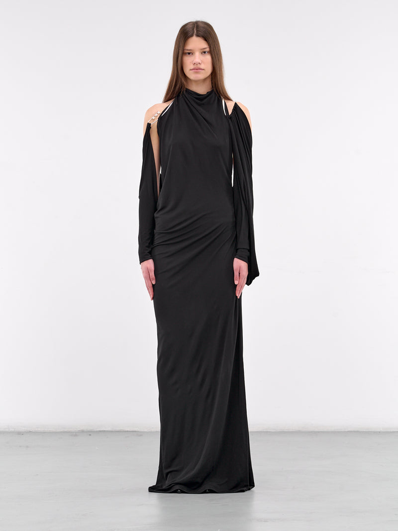 Levitate Halter Long Sleeve Dress (24043136-BLACK)