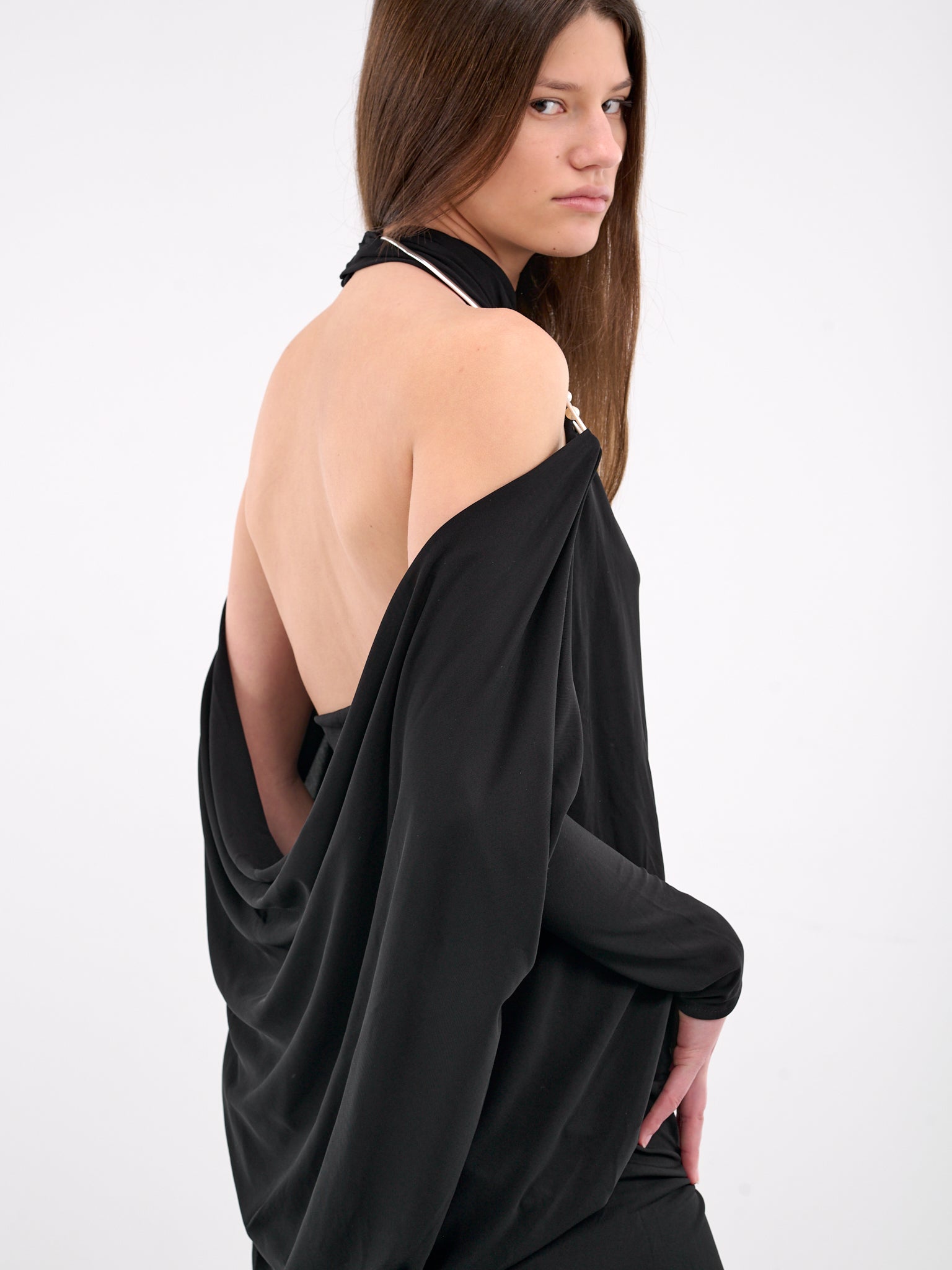 Levitate Halter Long Sleeve Dress (24043136-BLACK)