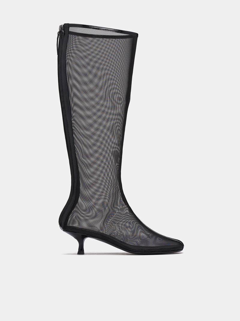 Mesh Calf-High Boots (24049182-BLACK)