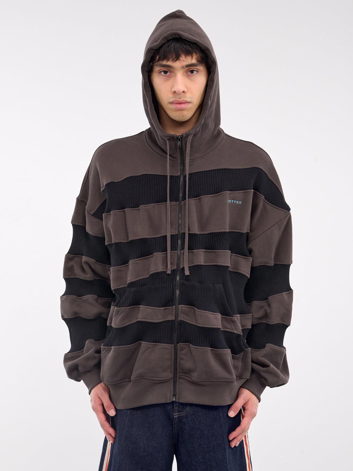 Rib Zip Hoodie (242-6023-J026-COCONUT-BROWN-BL)