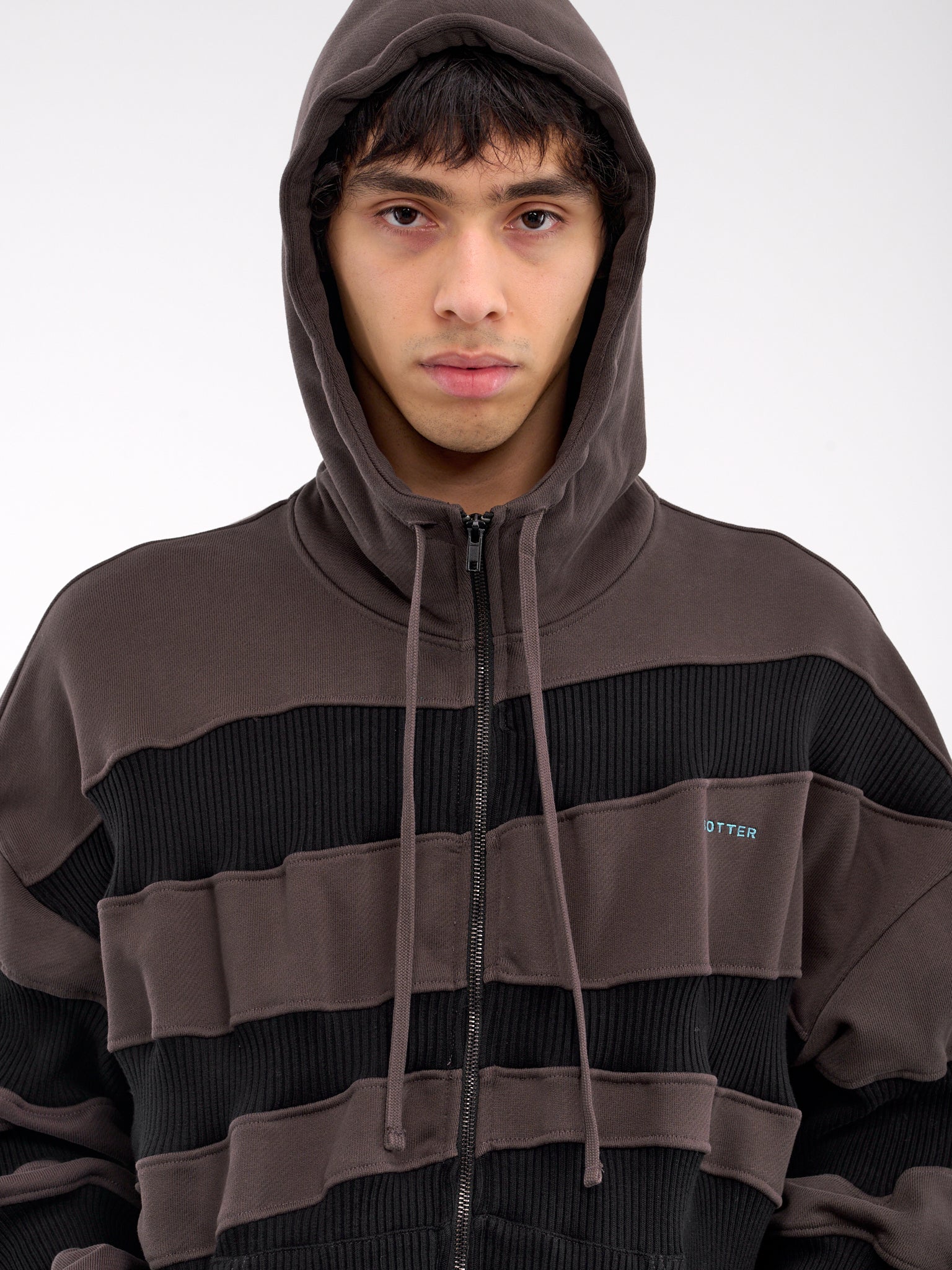 Rib Zip Hoodie (242-6023-J026-COCONUT-BROWN-BL)