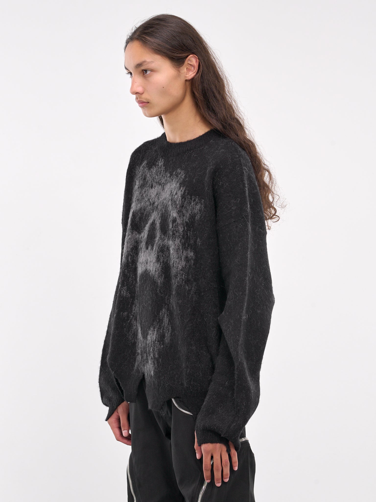 Destroyed Skull Mohair Knit (245256-BLACK)