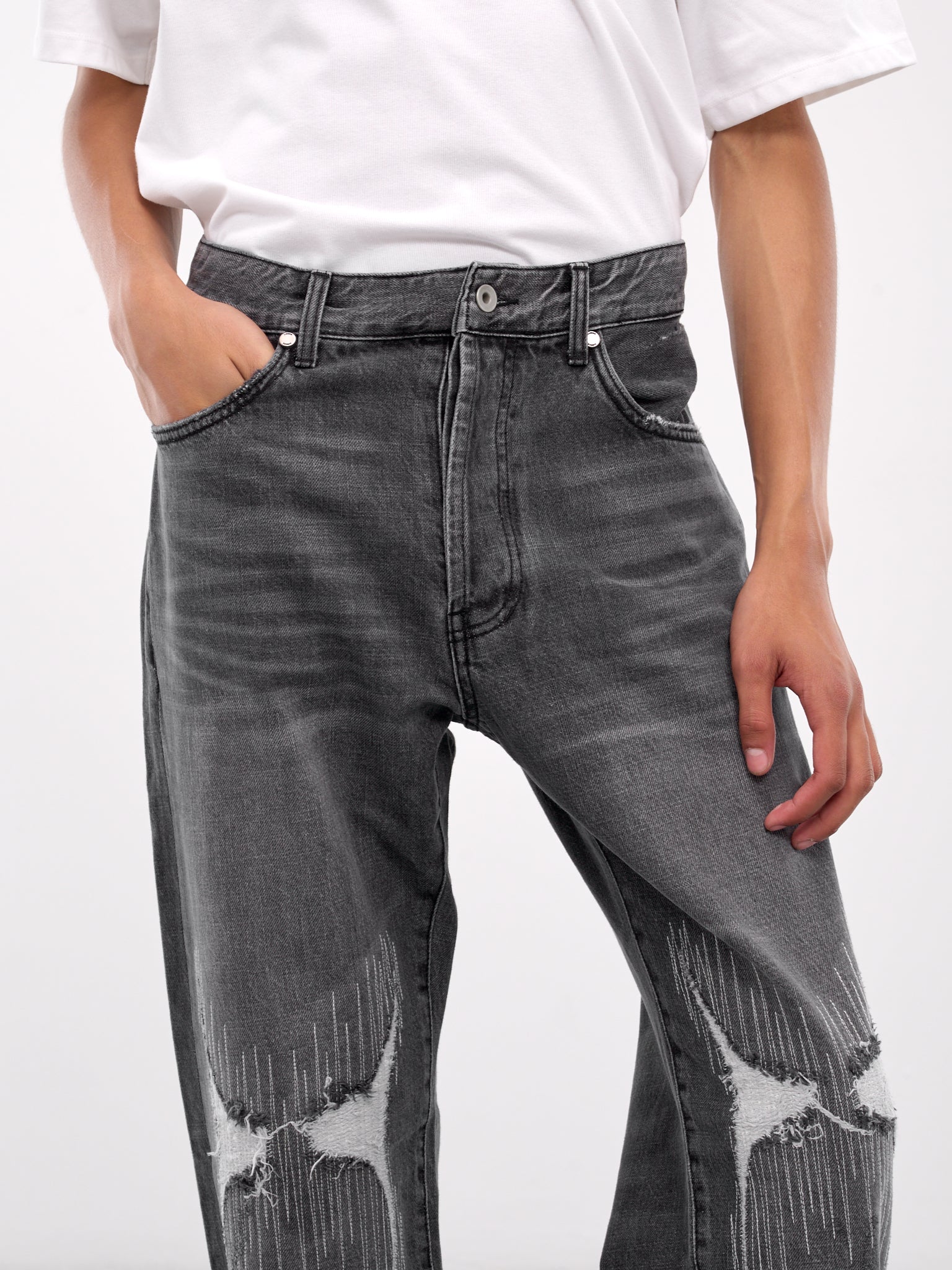 Washed Denim Pants (245313-BLACK)