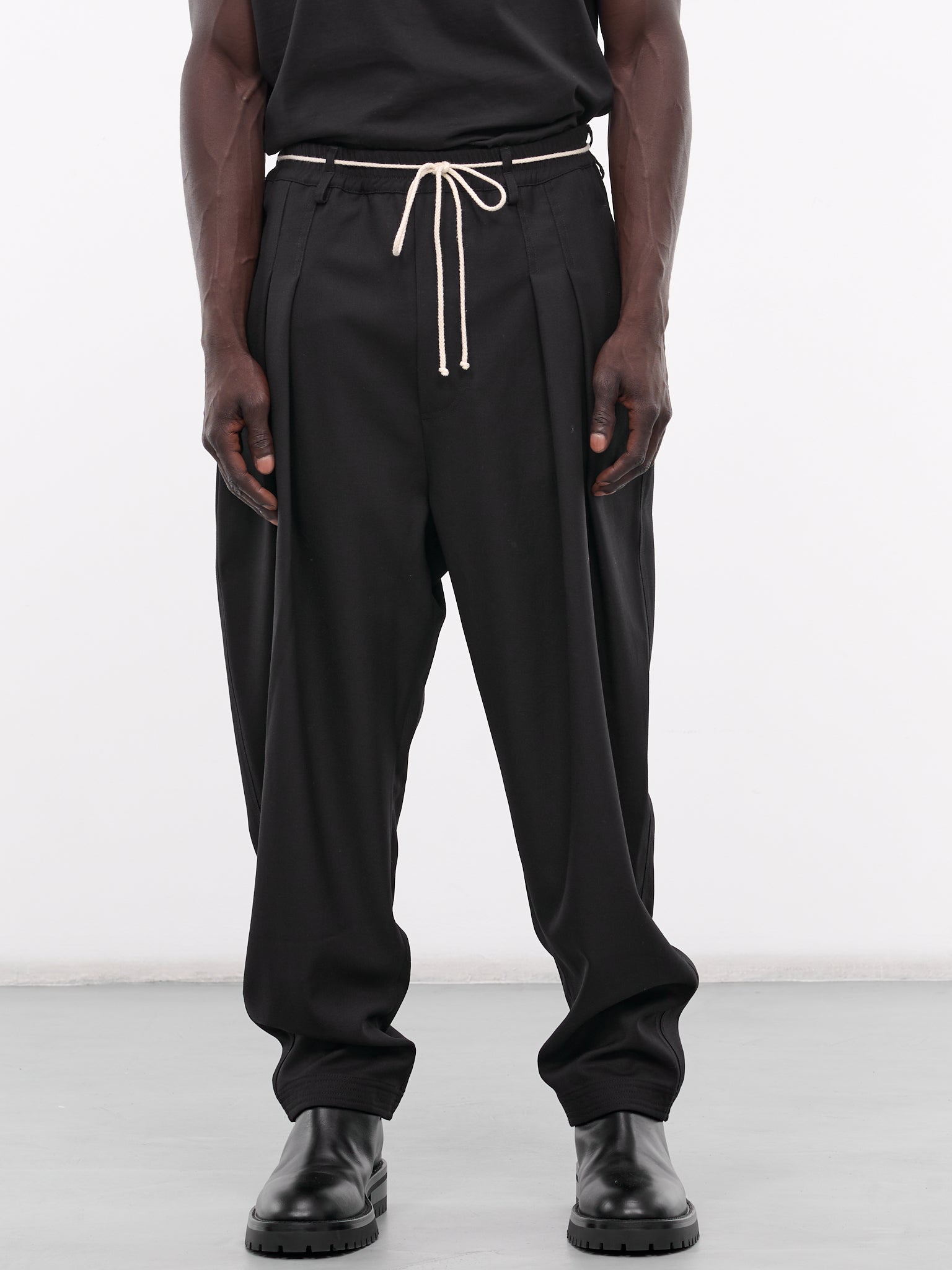 MORDECAI Pleated Drawstring Trousers | H. Lorenzo - front