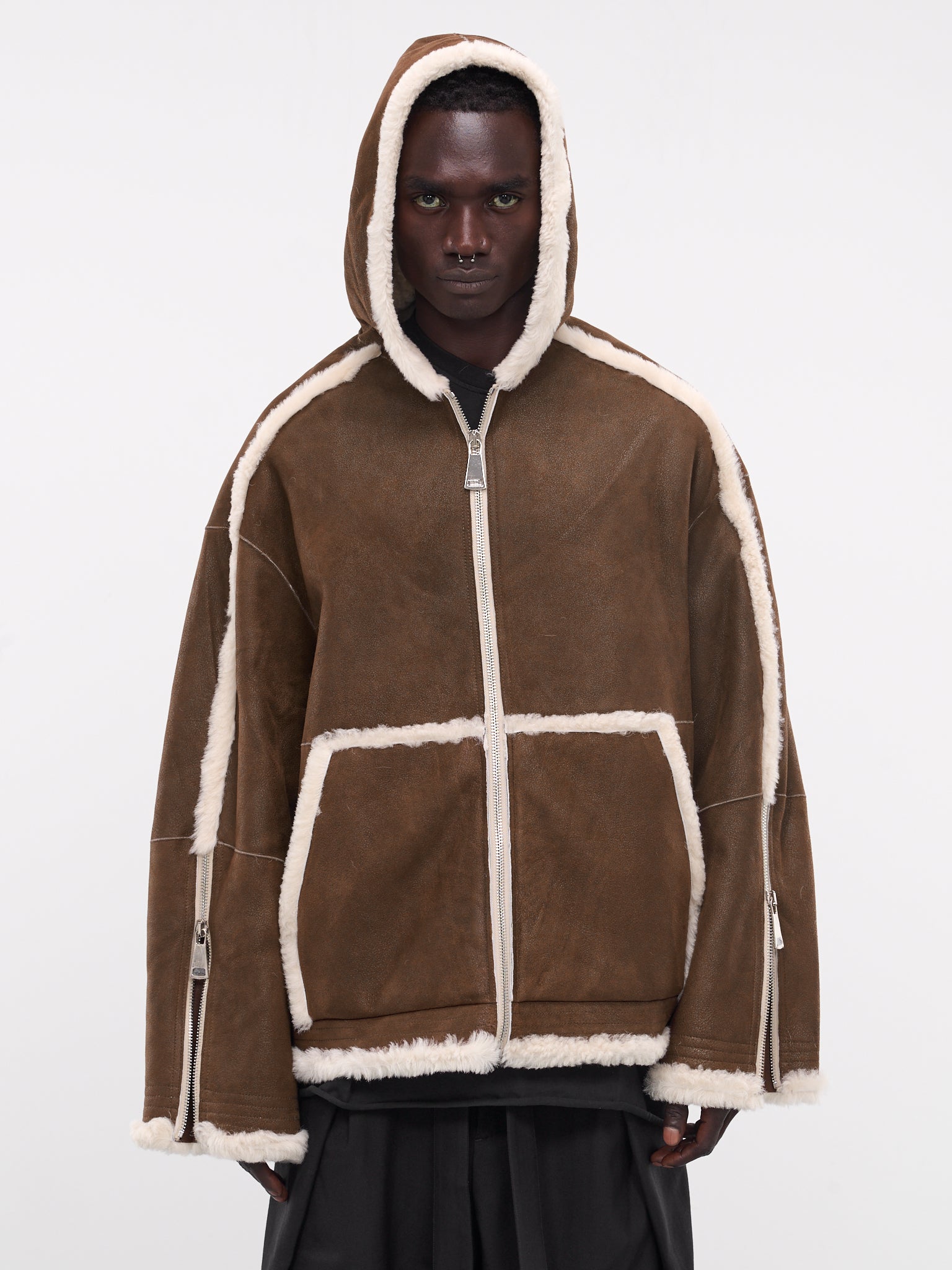 MORDECAI Hooded Shearling Jacket | H. Lorenzo - front