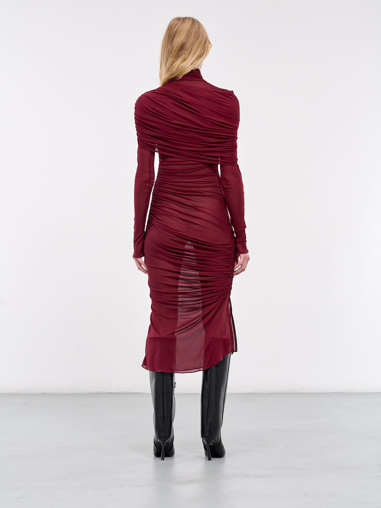 Ruched Midi Dress (24F1R016356011-BLOOD-RED)