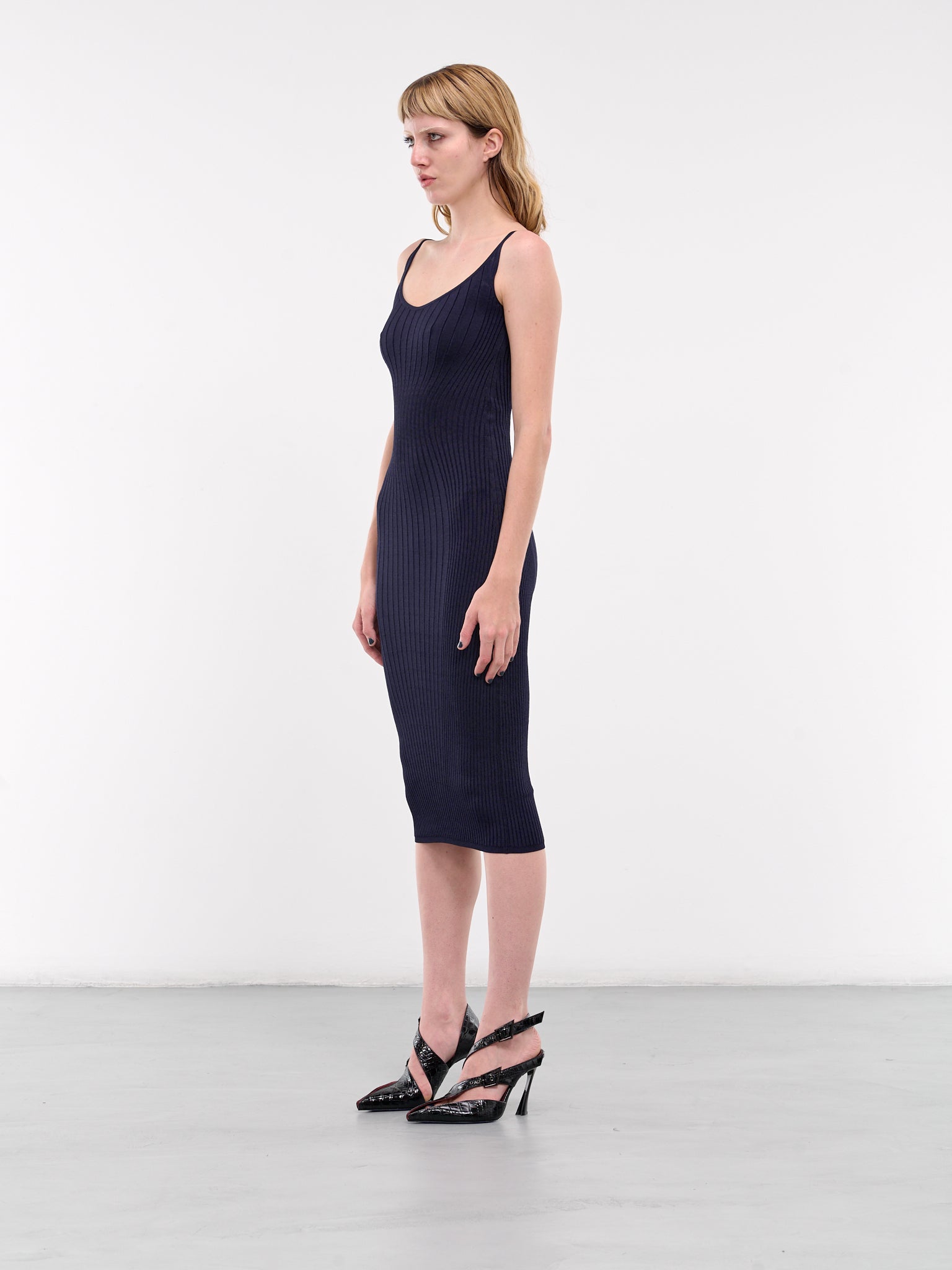 Contoured Rib-Knit Midi Dress (24WR016291116-TECHNICAL-BLUE)