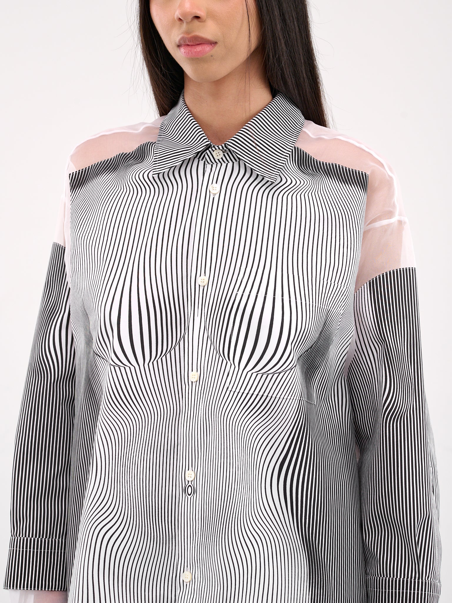 The Petit Grand Pinstripe Shirt (25-33-F-CH080I-C566-BLACK-WHIT)