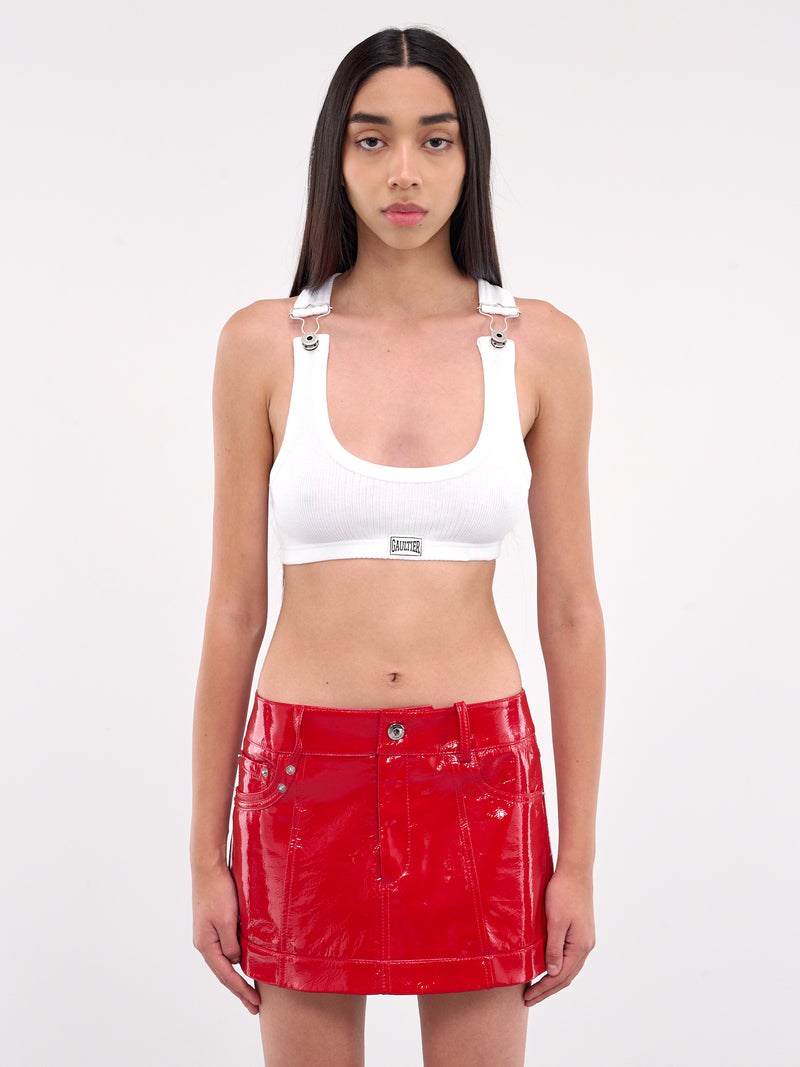 Overall Strap Crop Top (25-33-F-DB052P-J054-WHITE)