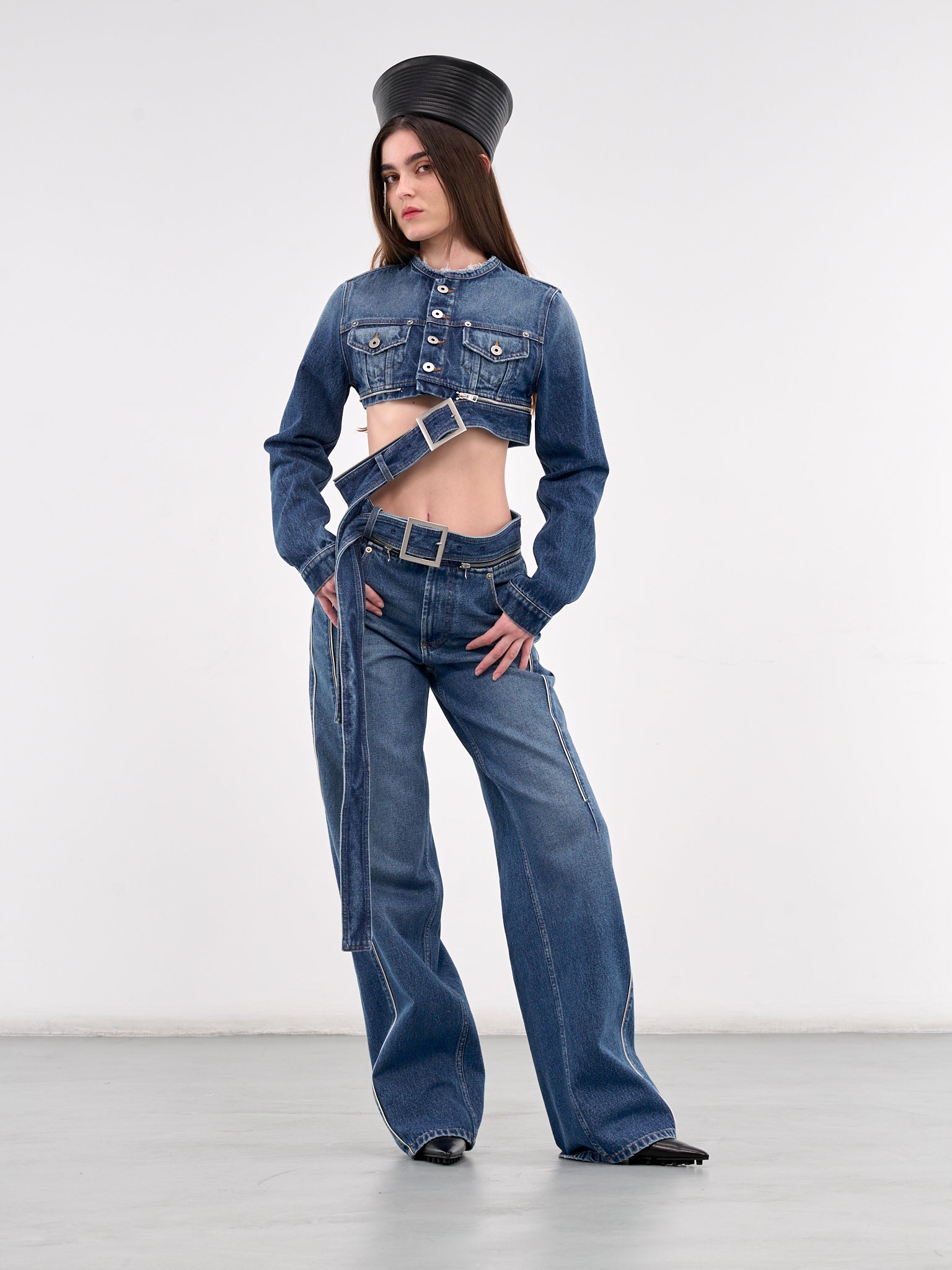 The Belted Denim Jeans (25-33-F-JE164-D013-VINT-BLUE)