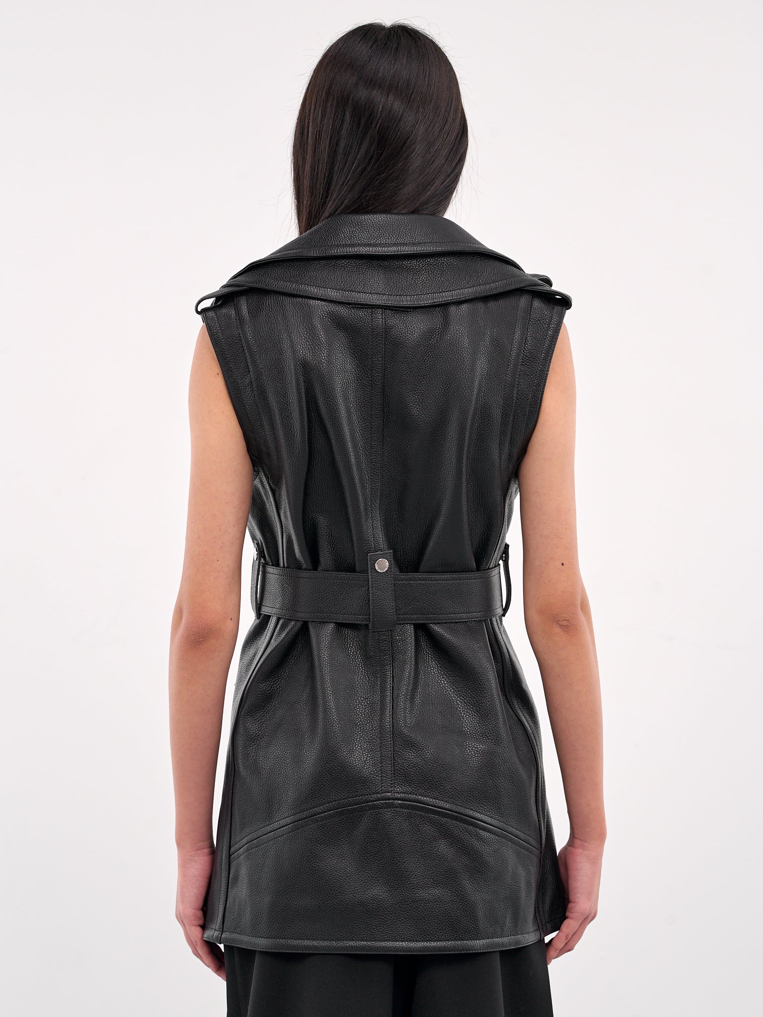 The Leather Vest (25-34-F-GI007B-L027-BLACK-WHIT)