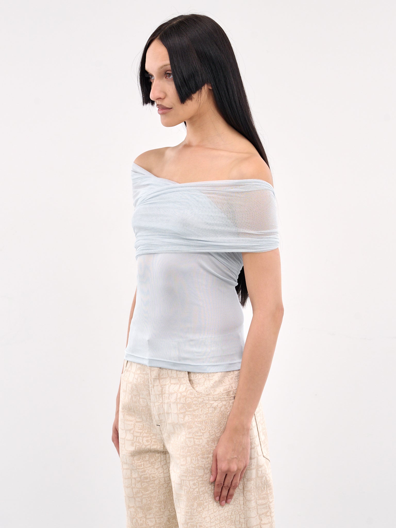 Draped Blouse (25011580-CLEAR-BLUE)