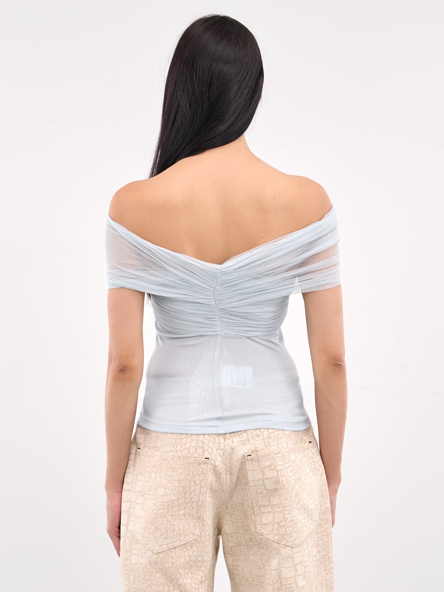 Draped Blouse (25011580-CLEAR-BLUE)