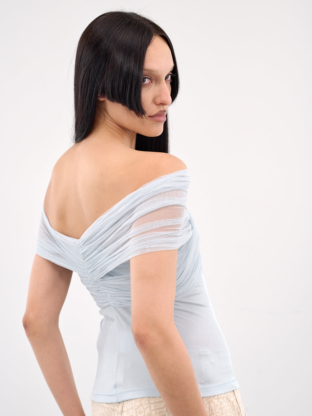 Draped Blouse (25011580-CLEAR-BLUE)