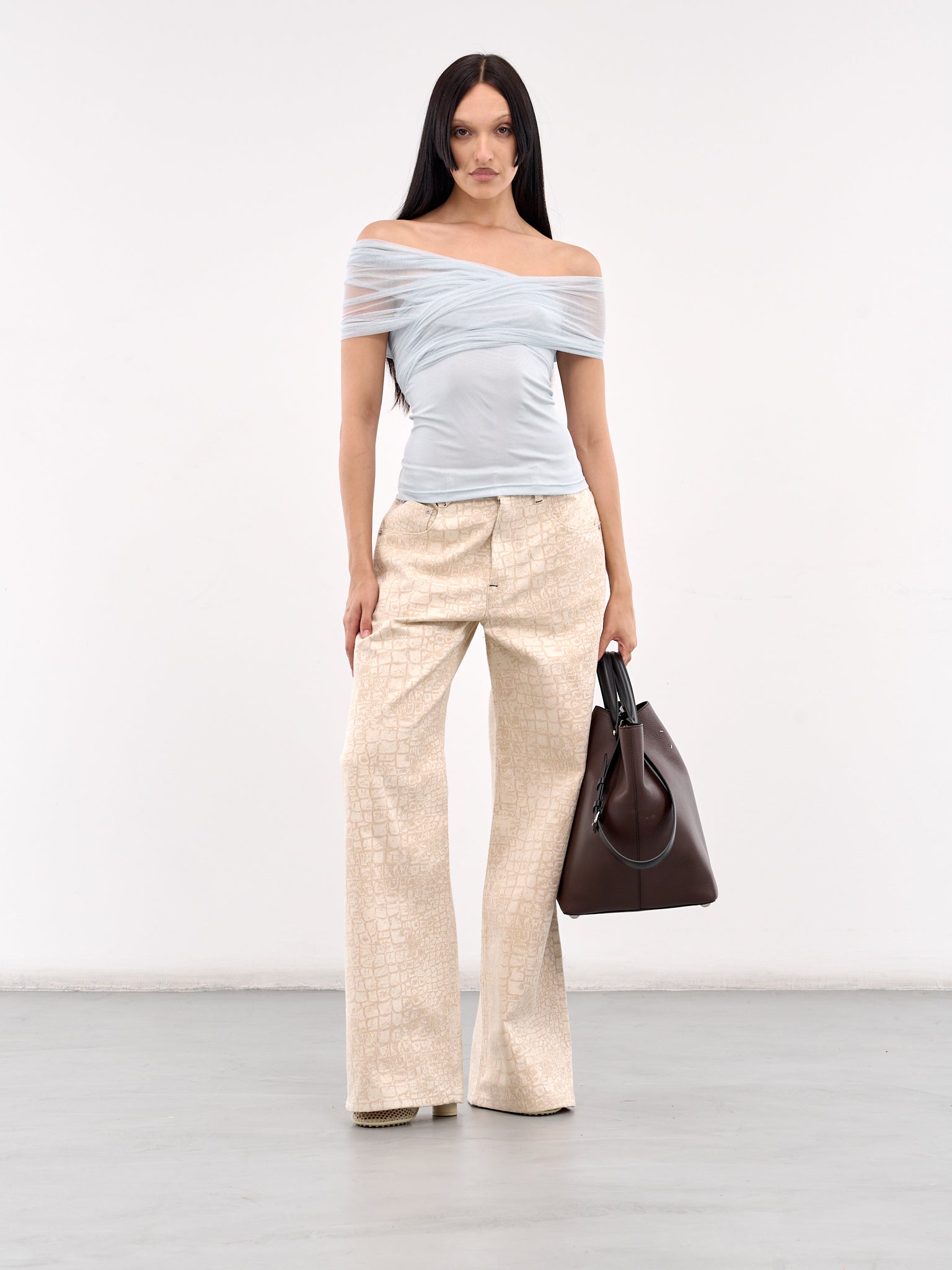 Draped Blouse (25011580-CLEAR-BLUE)