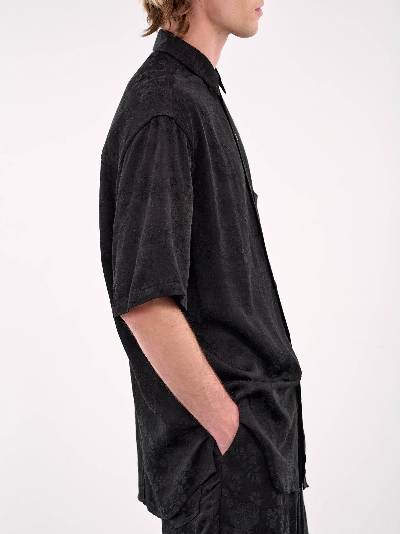 Oversized Short Sleeve Shirt (251-MSH059-BLACK)