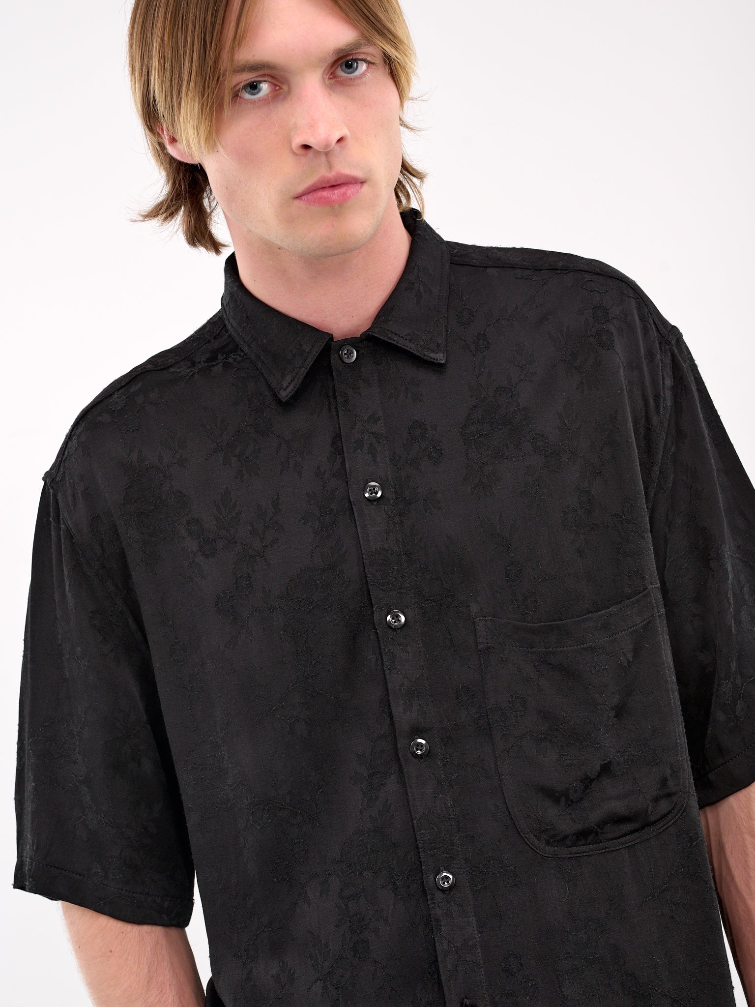 Oversized Short Sleeve Shirt (251-MSH059-BLACK)