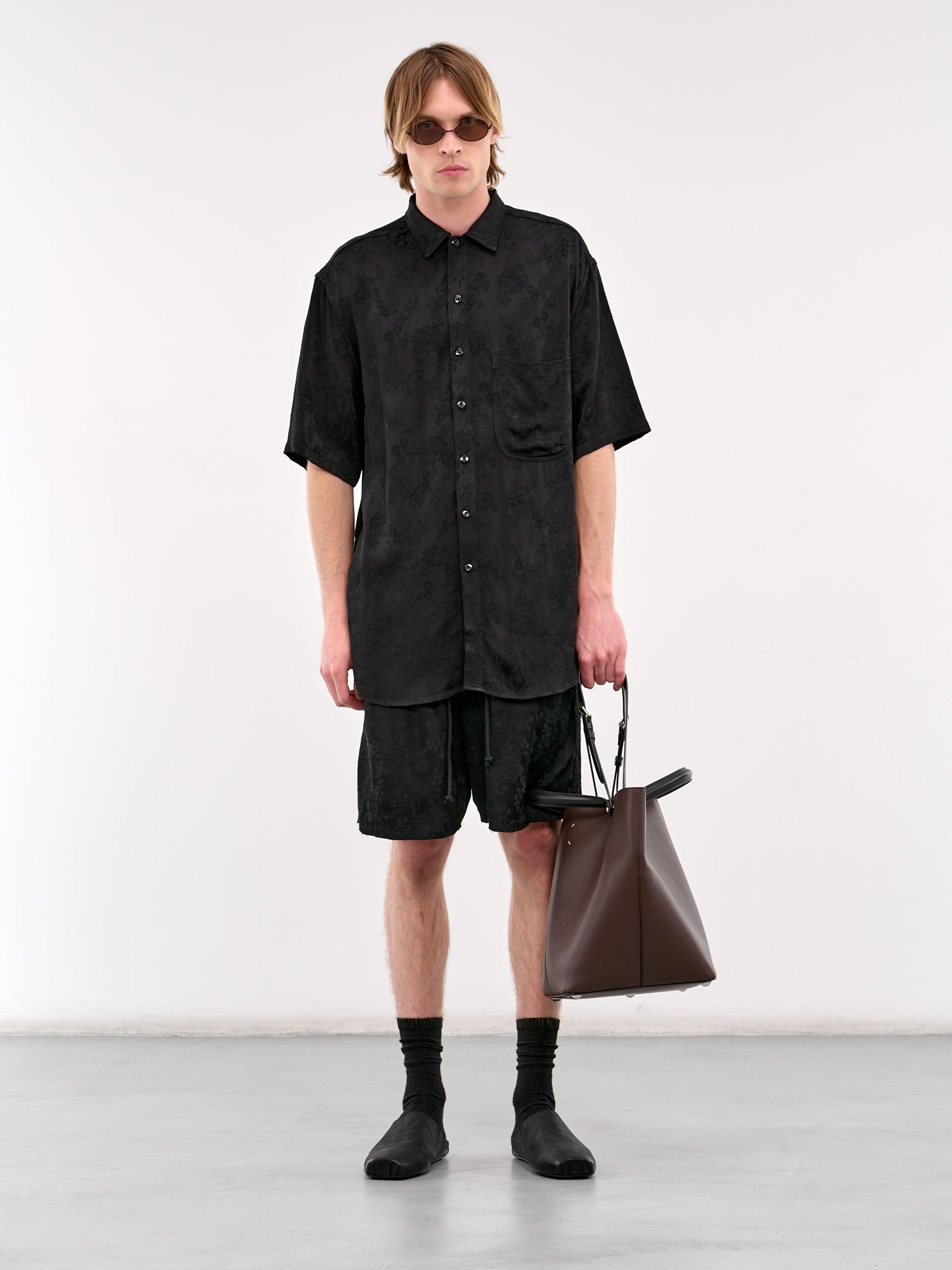 Oversized Short Sleeve Shirt (251-MSH059-BLACK)