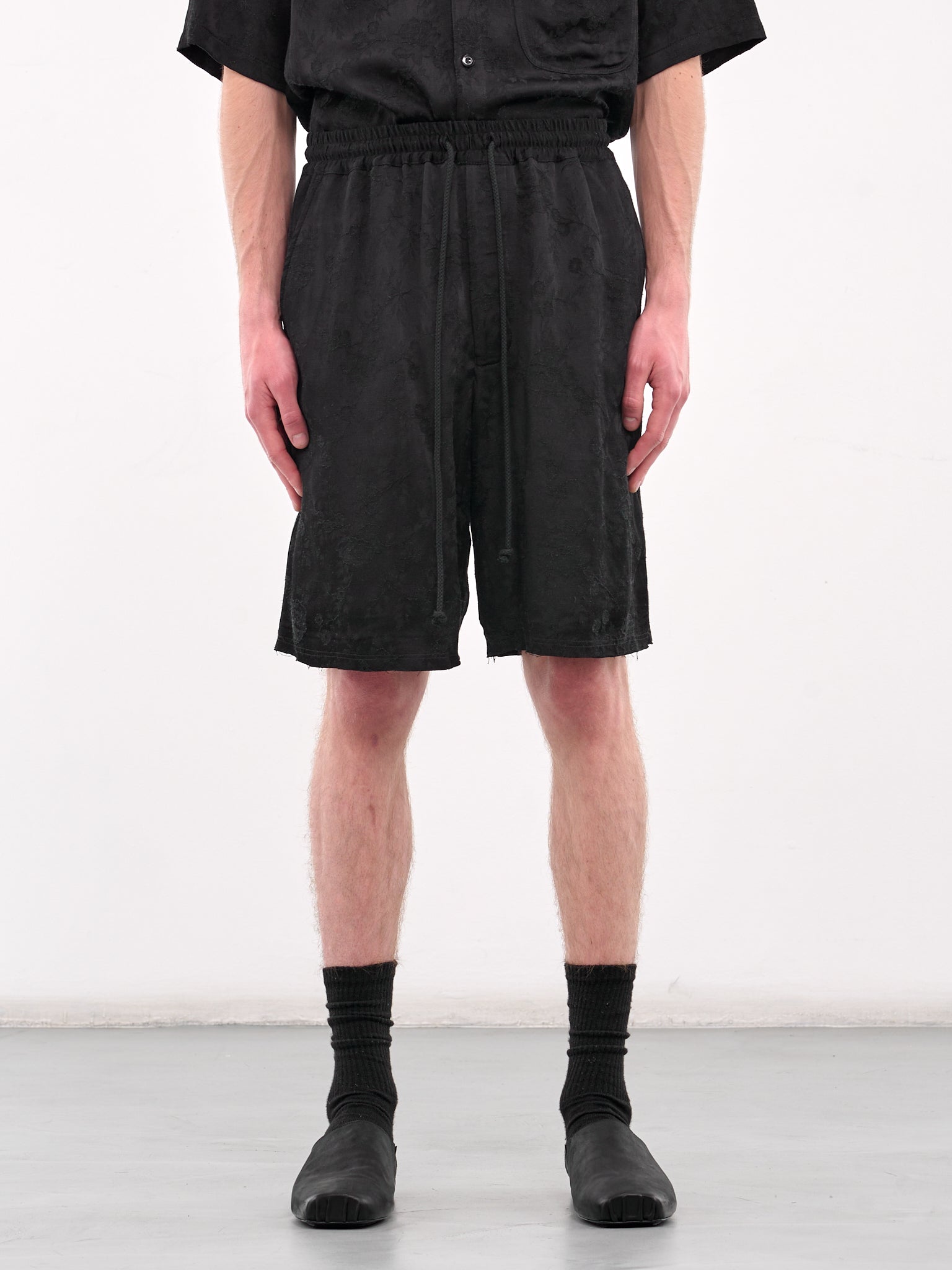 Raw Lined Elasticated Shorts (251-MST050RL-BLACK)