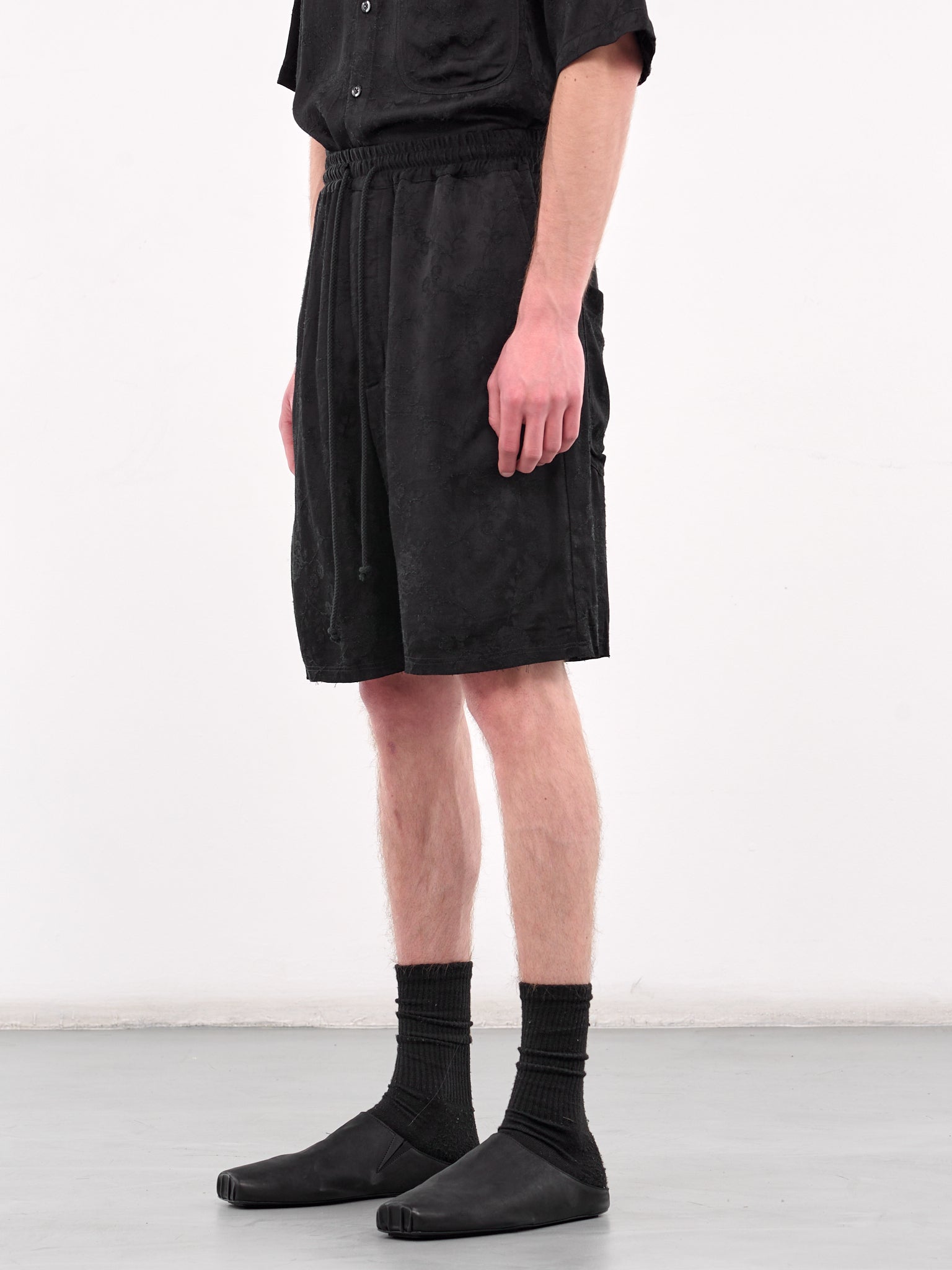 Raw Lined Elasticated Shorts (251-MST050RL-BLACK)