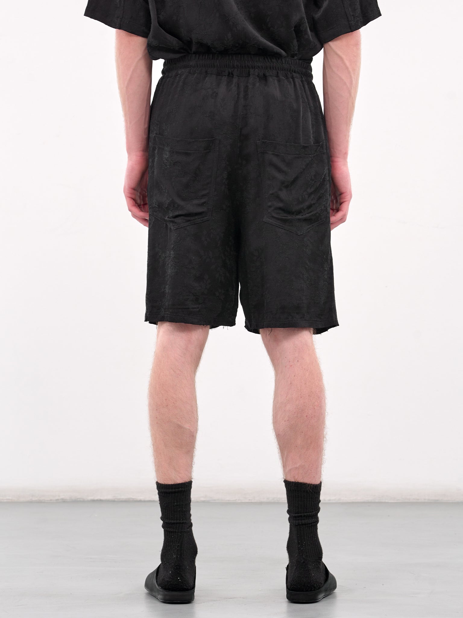 Raw Lined Elasticated Shorts (251-MST050RL-BLACK)