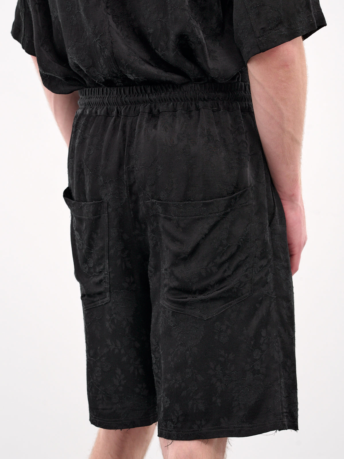 Raw Lined Elasticated Shorts (251-MST050RL-BLACK)