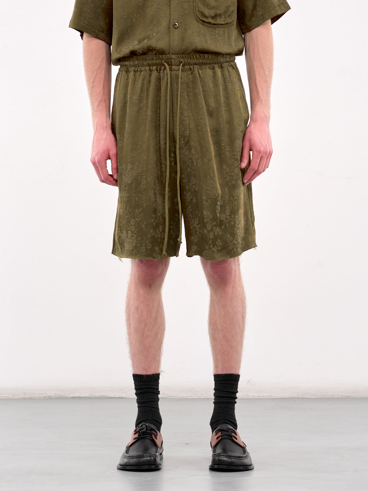 Raw Lined Elasticated Shorts (251-MST050RL-KHAKI)