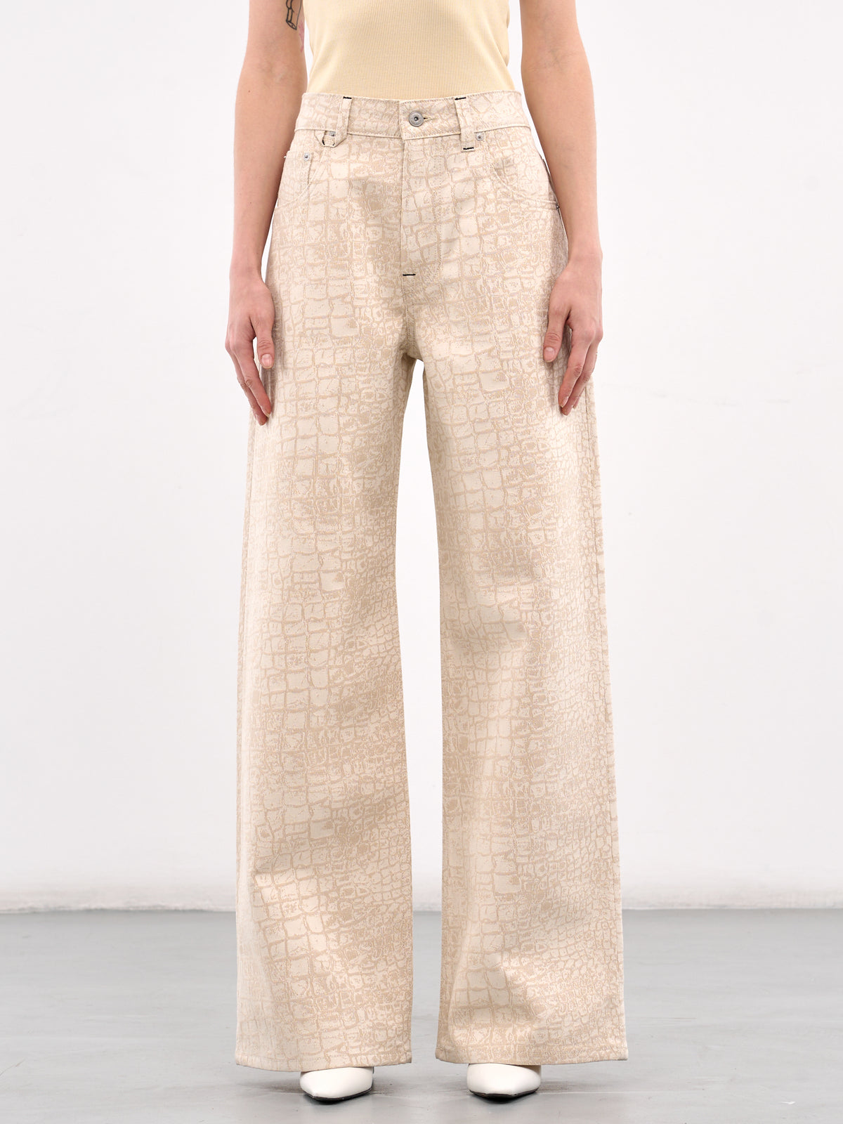 The Wide De-Nîmes Denim Pants (251DE038-1731-CROCO-BEIGE)