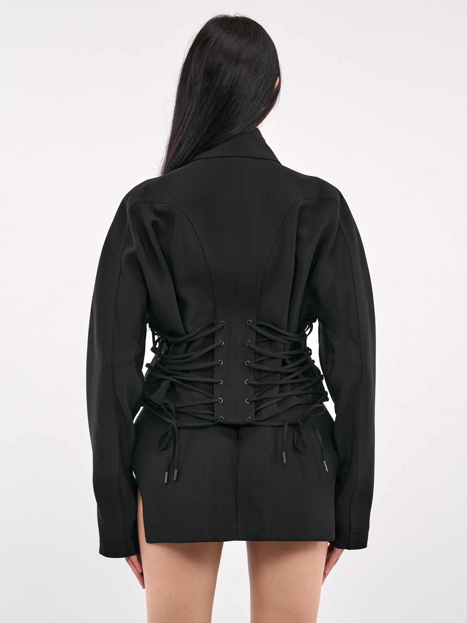 Laced Corset Wool Jacket (25P1VE0445196-BLACK)