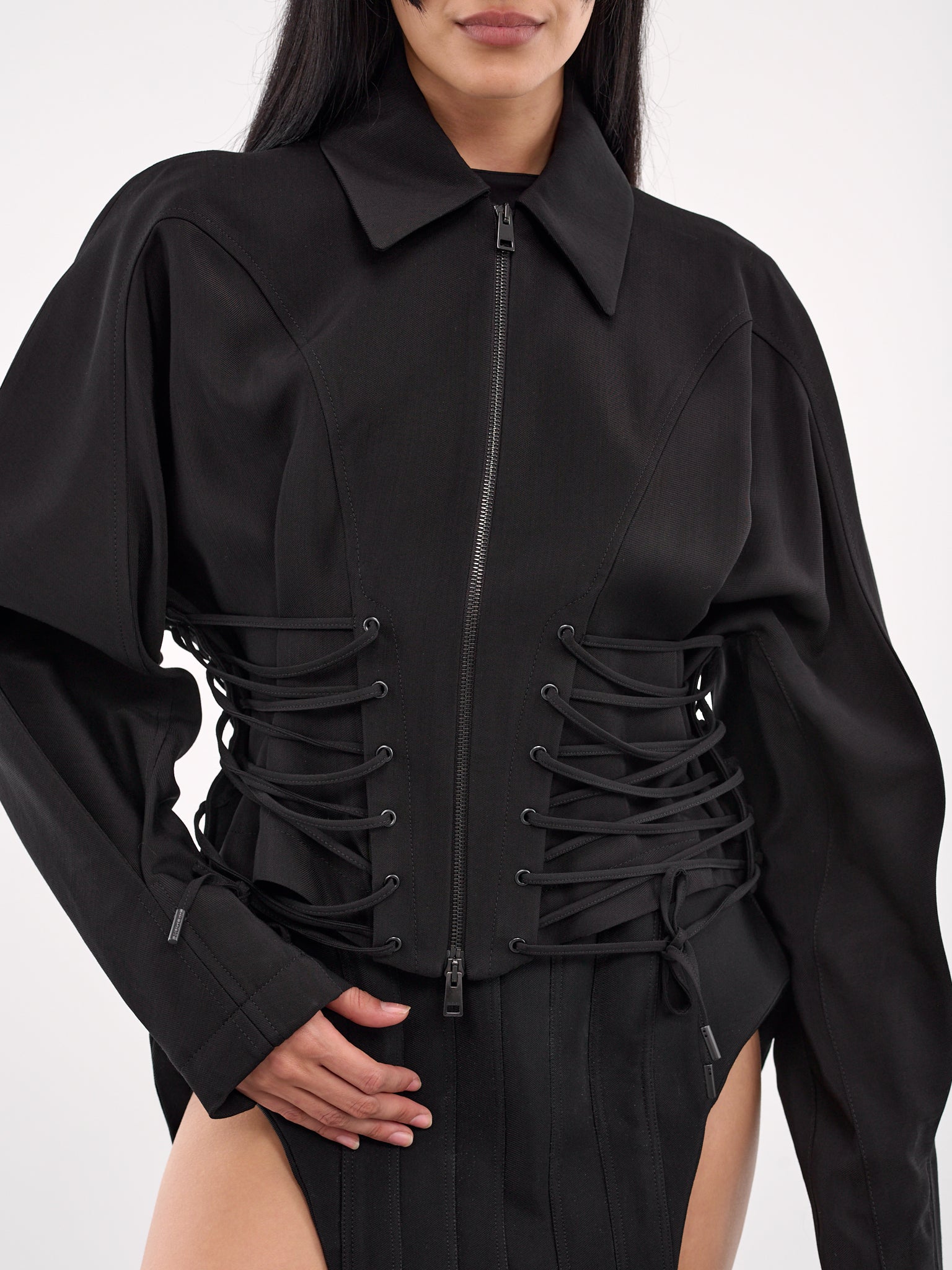 Laced Corset Wool Jacket (25P1VE0445196-BLACK)