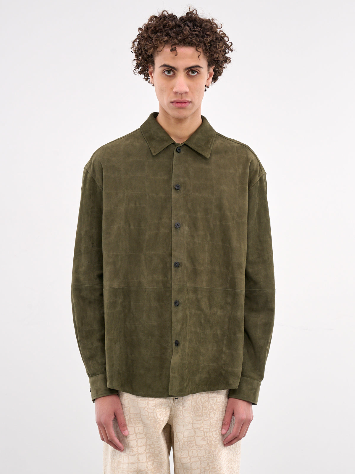 The Croco Leather Shirt (255SH119-1738-KHAKI)