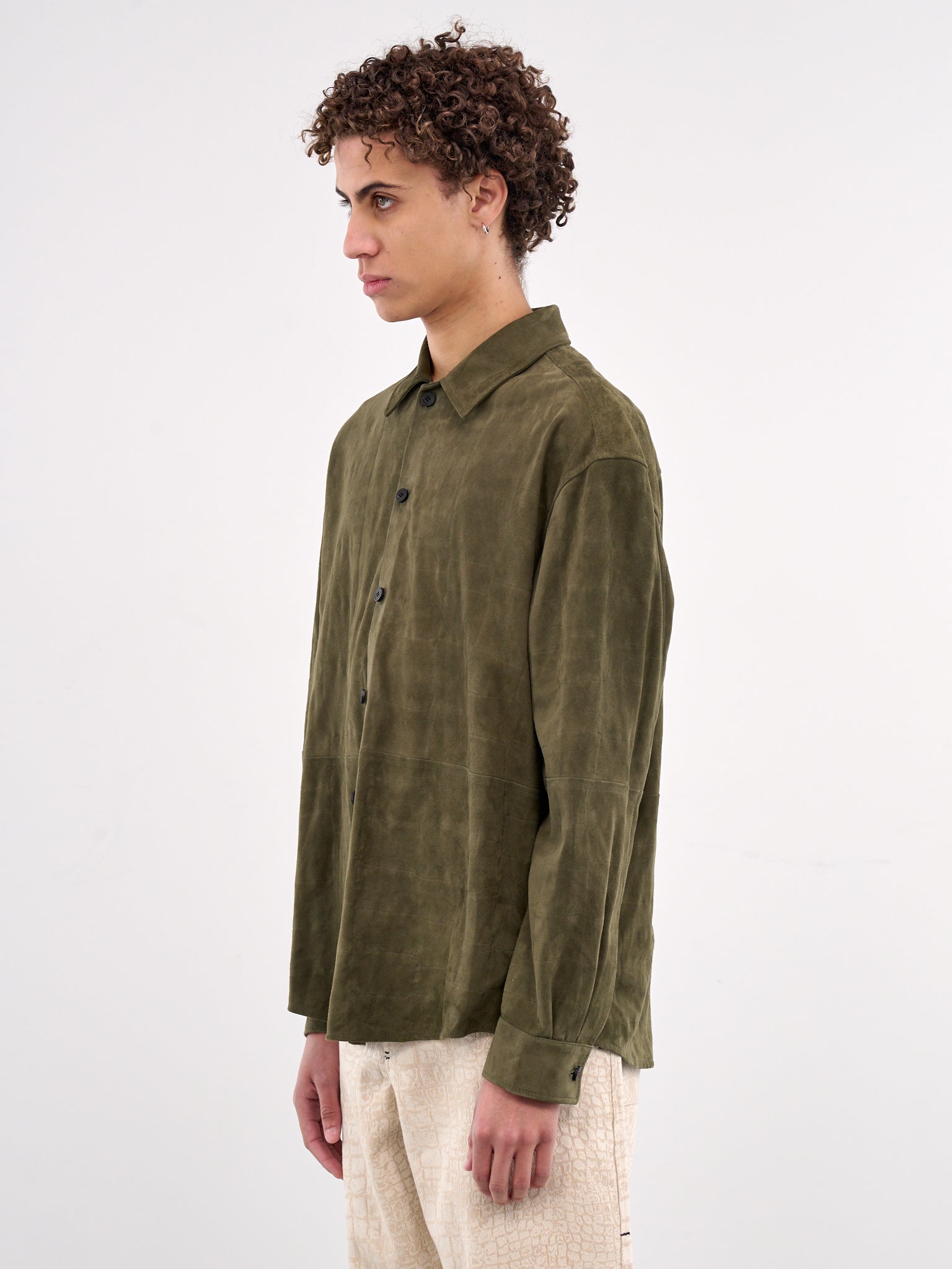 The Croco Leather Shirt (255SH119-1738-KHAKI)